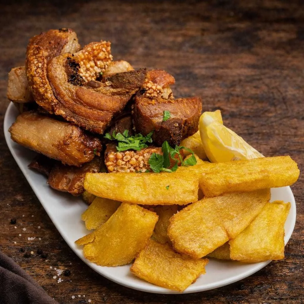 Pork Crackling with Cassava