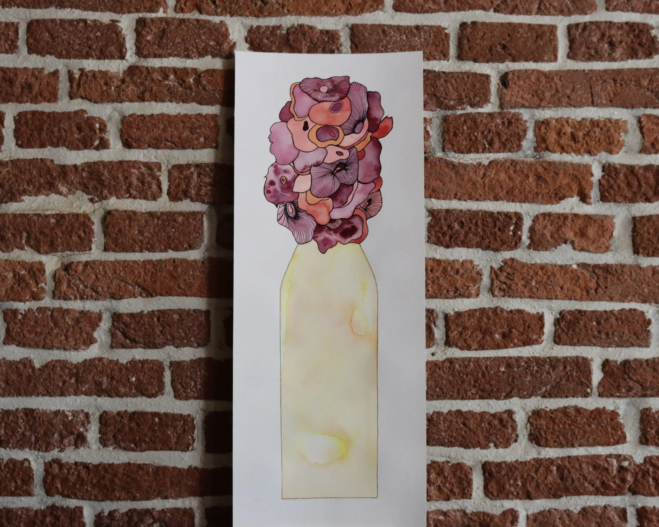 Tall Flower Vase, Purple & Yellow