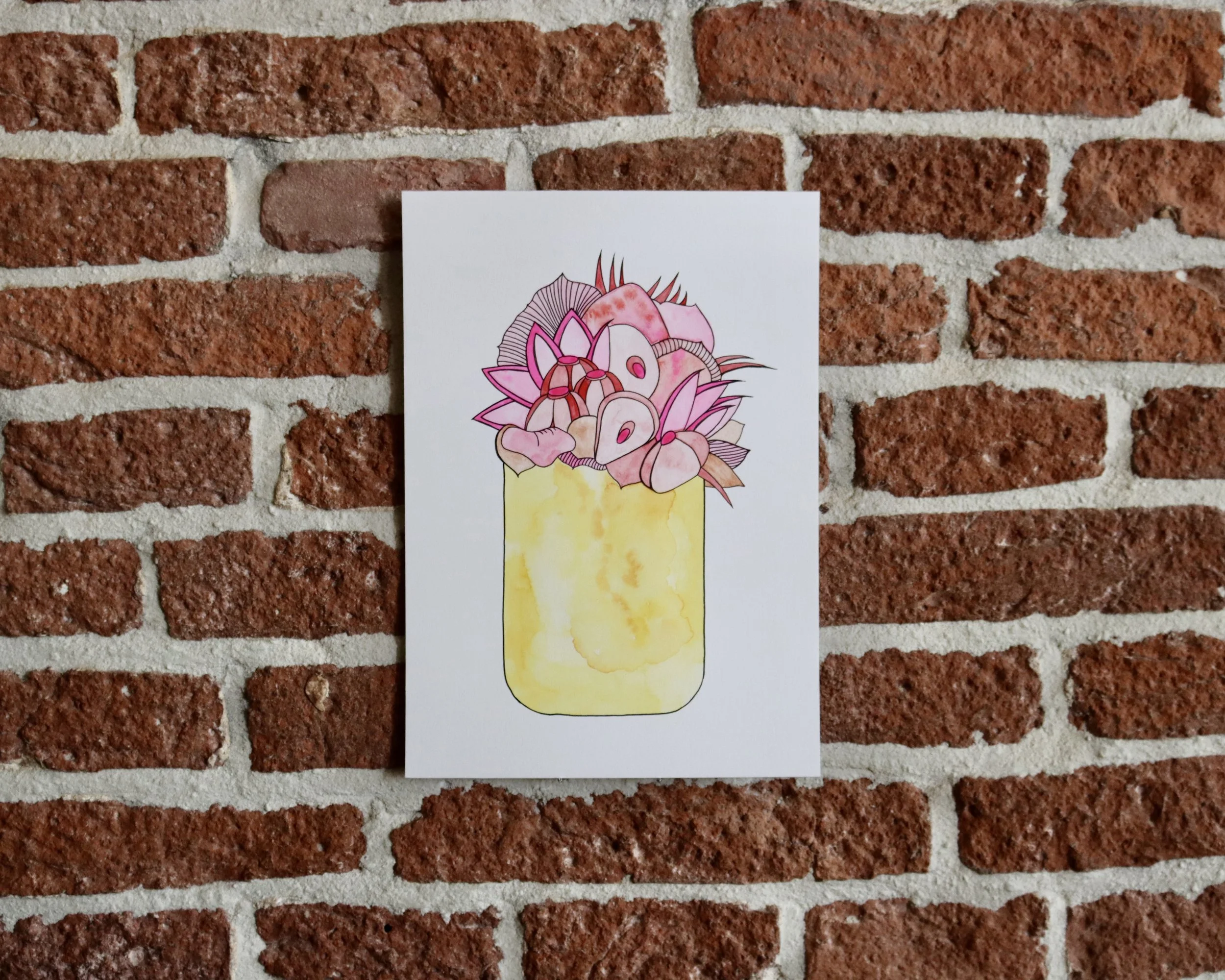 Mini Flower Vase, Pink & Yellow