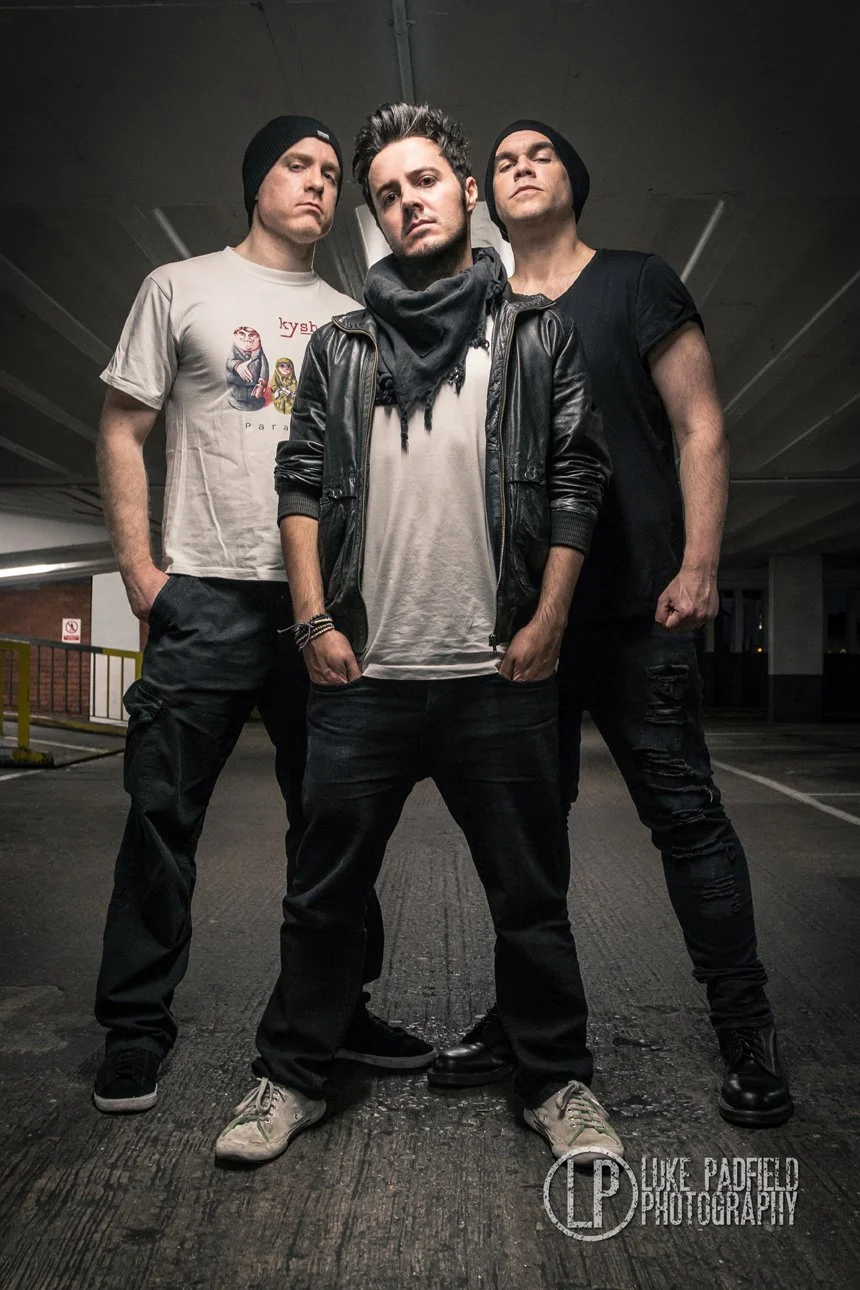 Kyshera, the alternative rock band from Wales posing for a promo photoshoot 