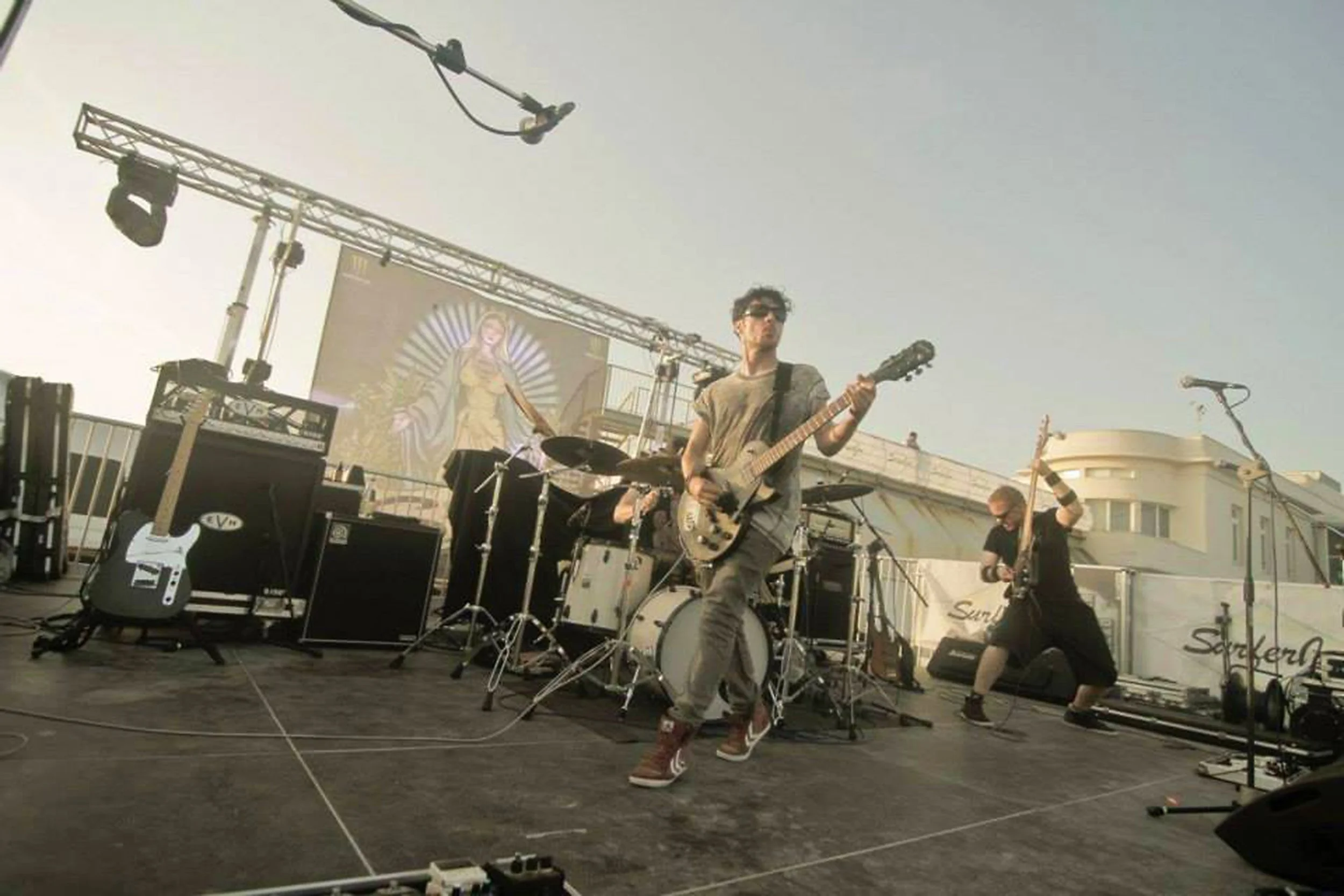 Kyshera, the alternative rock band from Wales playing an outdoor concert in Italy on their European tour 