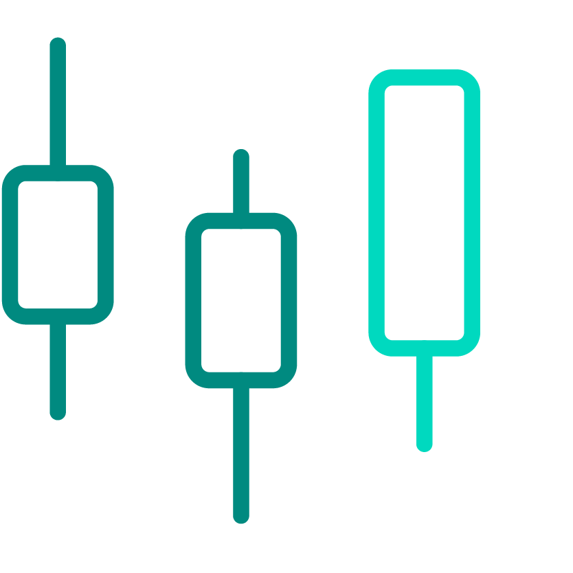 Line and candlestick chart representing financial data or stock market analysis