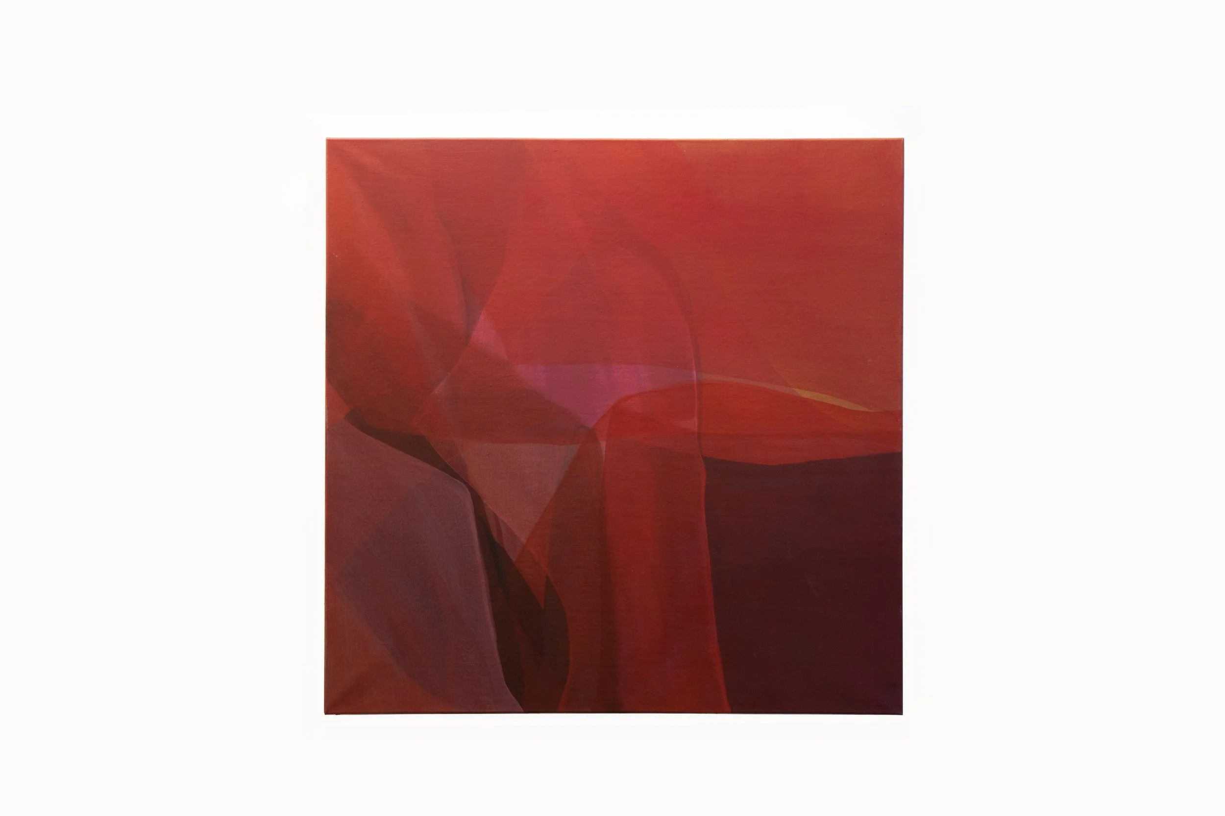 Rojo amanecer, acrylic on canvas, 100x100cm, 2024 
