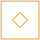 Black background with a single yellow bordered diamond shape in the center