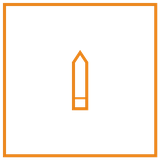 Minimalist gold pencil icon on a black background