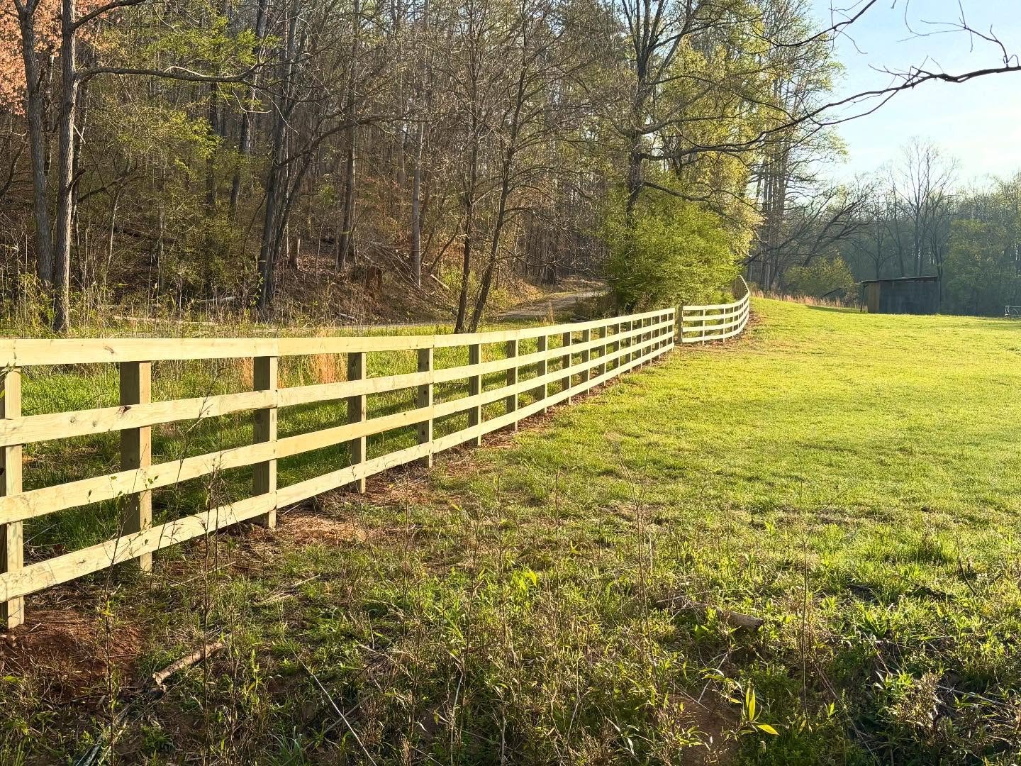 Happy Saturday, folks! We started off the week with 4-board wood cattle fencing and have almost completed the barbed wire portion on this agricultural job in Dawsonville! Moving onto the electric wire runs sometime next week. These will separate the 