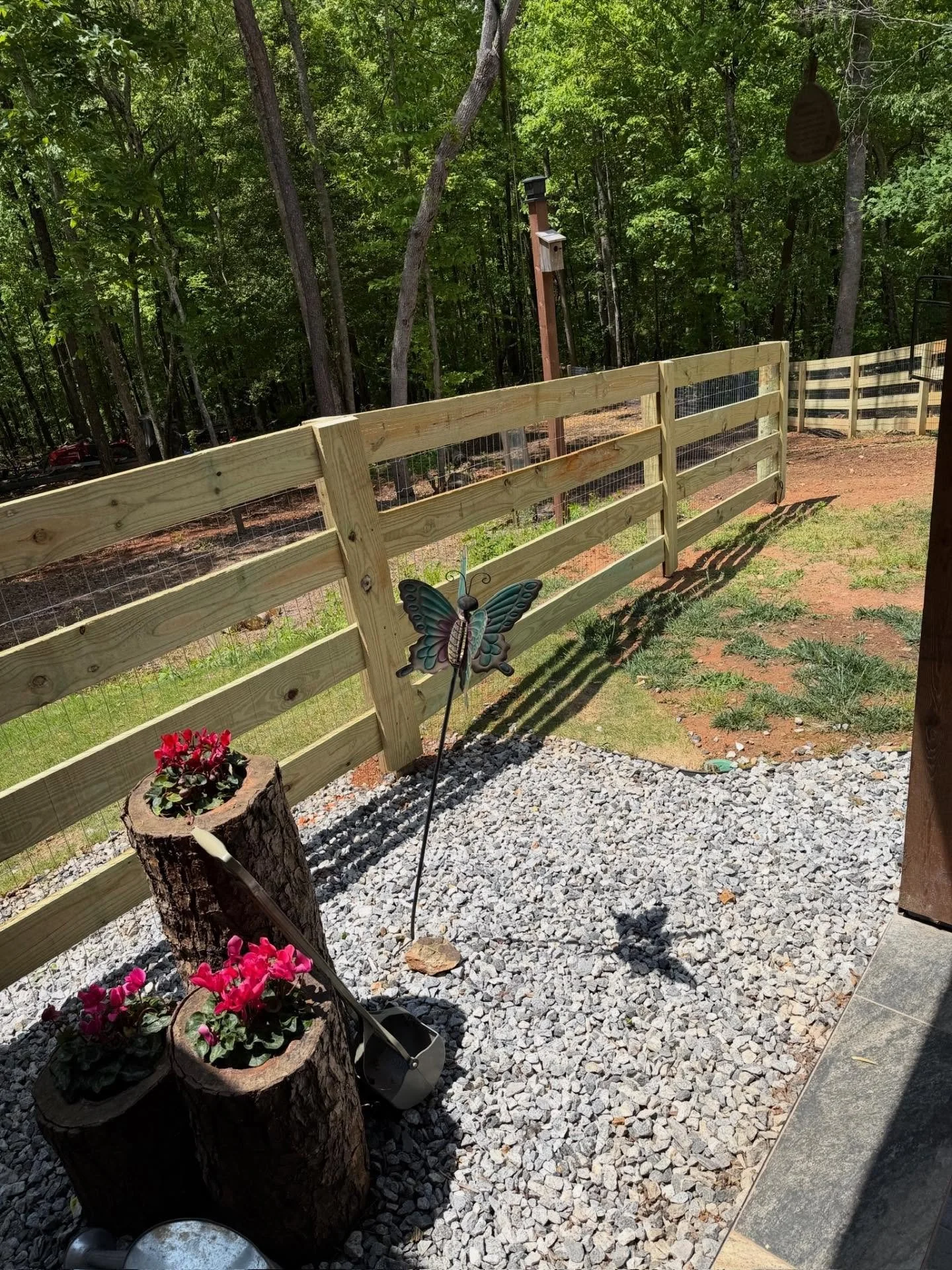 Another one wrapped up in Dawsonville, Georgia! Roughly 80ft of 4-board with wire and 650ft of wire fencing through the woods &mdash; giving their furry friends room to roam safely and the homeowners peace of mind where it matters most: at the proper
