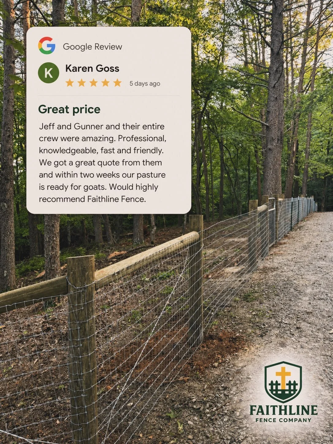 ⭐️ Testimonial Tuesday ⭐️

We&rsquo;re thankful for the opportunity to put our name behind projects like this! 967ft of horse wire fencing, and Karen and her husband James made this project a breeze from start to finish.

We&rsquo;re grateful for cus