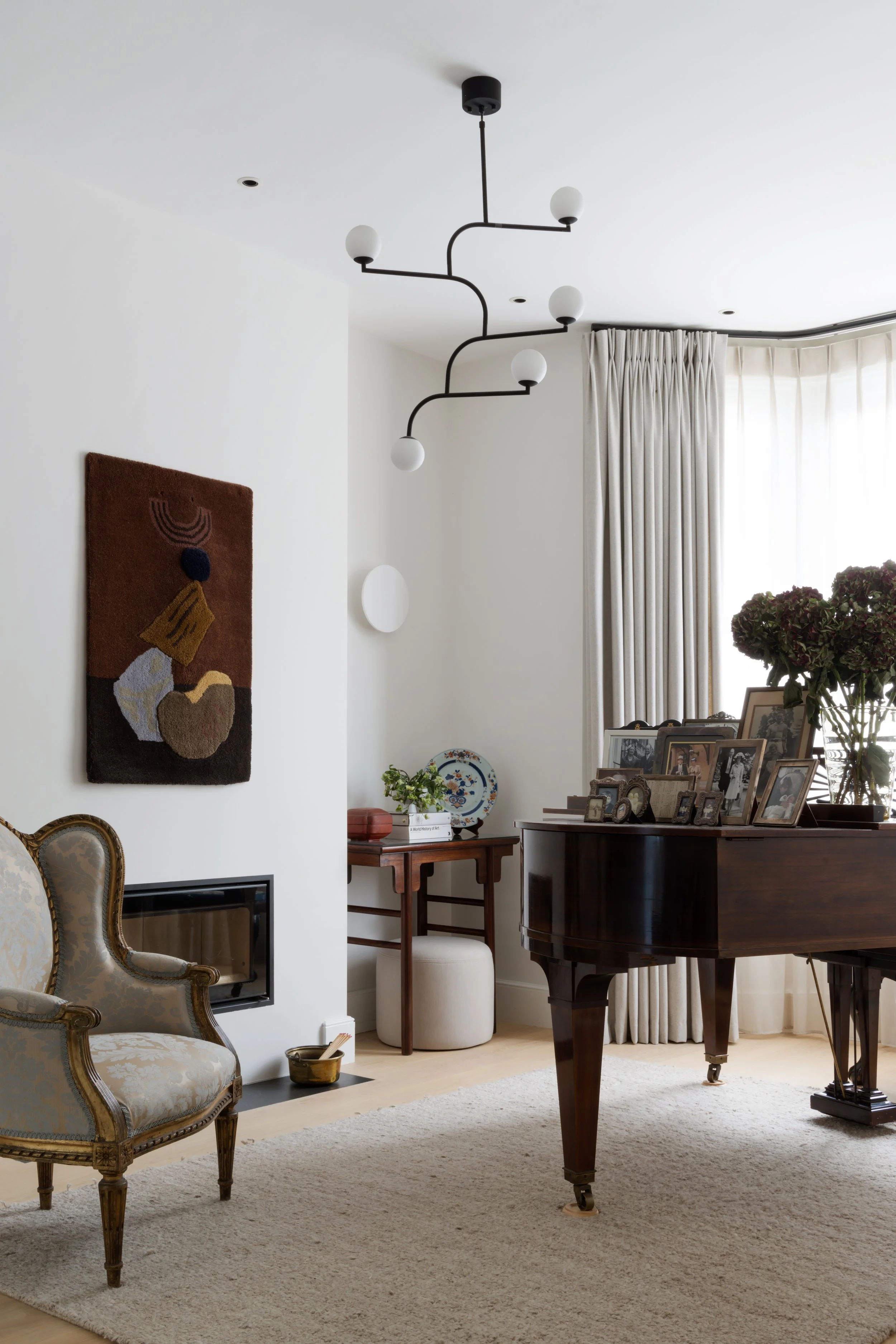 Designing with antiques, family heirlooms, piano, traditional, classic contemporary, eclectic, interior designer, decoration, living room design, lighting, art, antique, neutral, formal