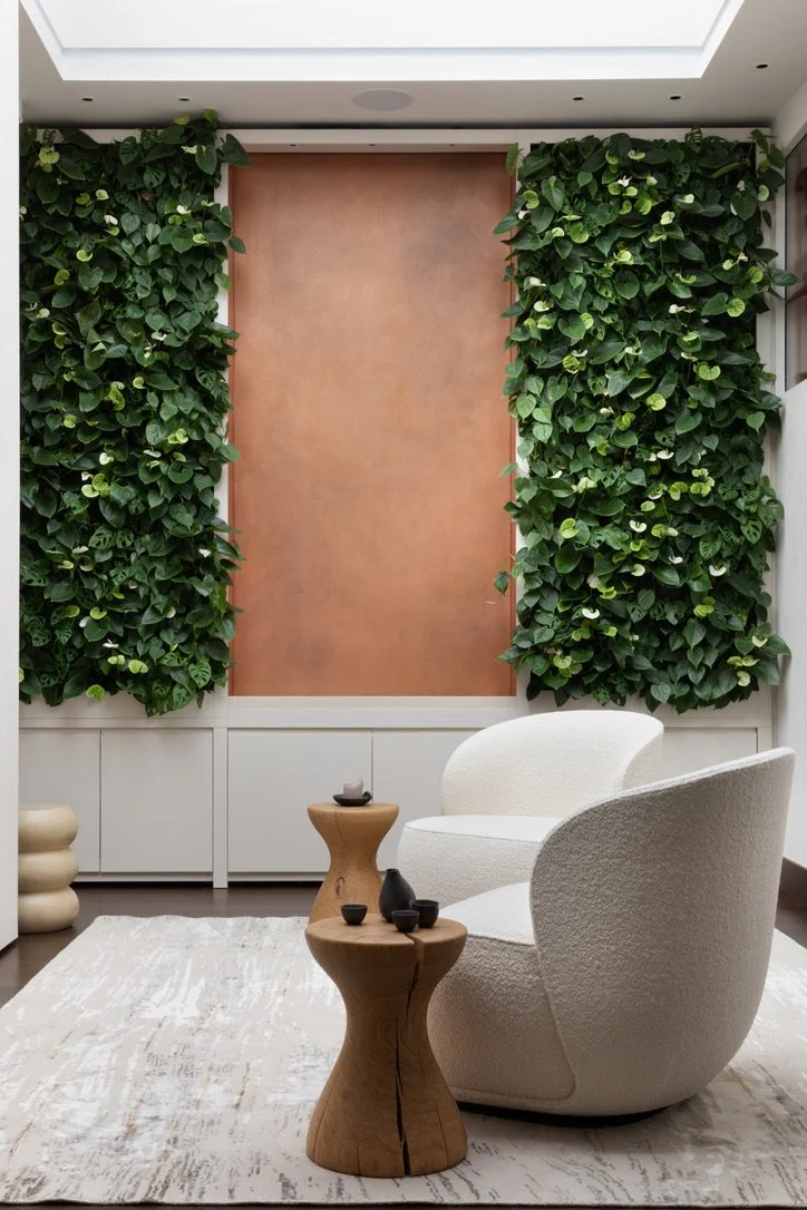 Yoga room, spa design, zen, Feng shui, styling, high end, luxury design, decoration, furniture sourcing, Interior design, interior decoration, architecte d'intérieur, decoratrice, Provence, London, wabi sabi, natural, water wall, fireplace