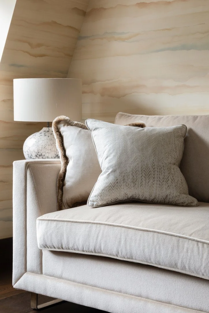 Bespoke, living room design, tailor made, high end, luxury design, decoration, furniture sourcing, Interior design, interior decoration, architecte d'intérieur, decoratrice, Provence, London, lighting design, library design, calm, details
