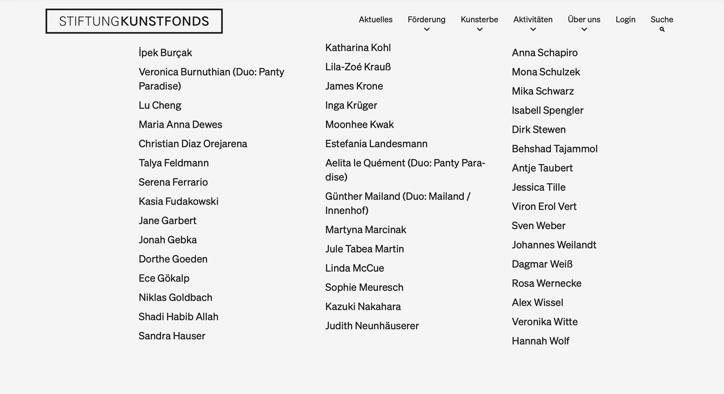 Jule Tabea Martin — Recipient of the Stiftung Kunstfonds Grant 2026, awarded by the German Federal Government Commissioner for Culture and the Media.