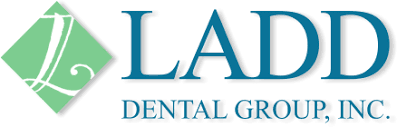 LADD Dental Group, Inc. logo with a green diamond shape and a white abstract tooth design inside, with the company name in blue text.