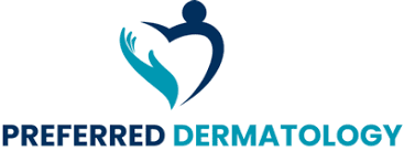 Preferred Dermatology logo featuring a stylized heart with a hand, and the text 'Preferred Dermatology'
