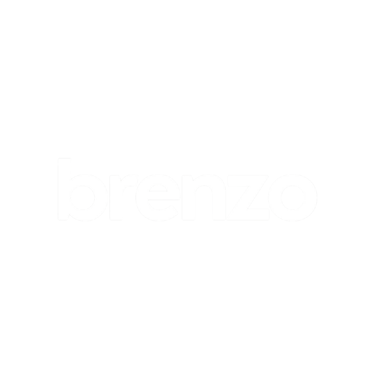 Black background with a white 'brenzo' logo and an abstract crown design above the text.