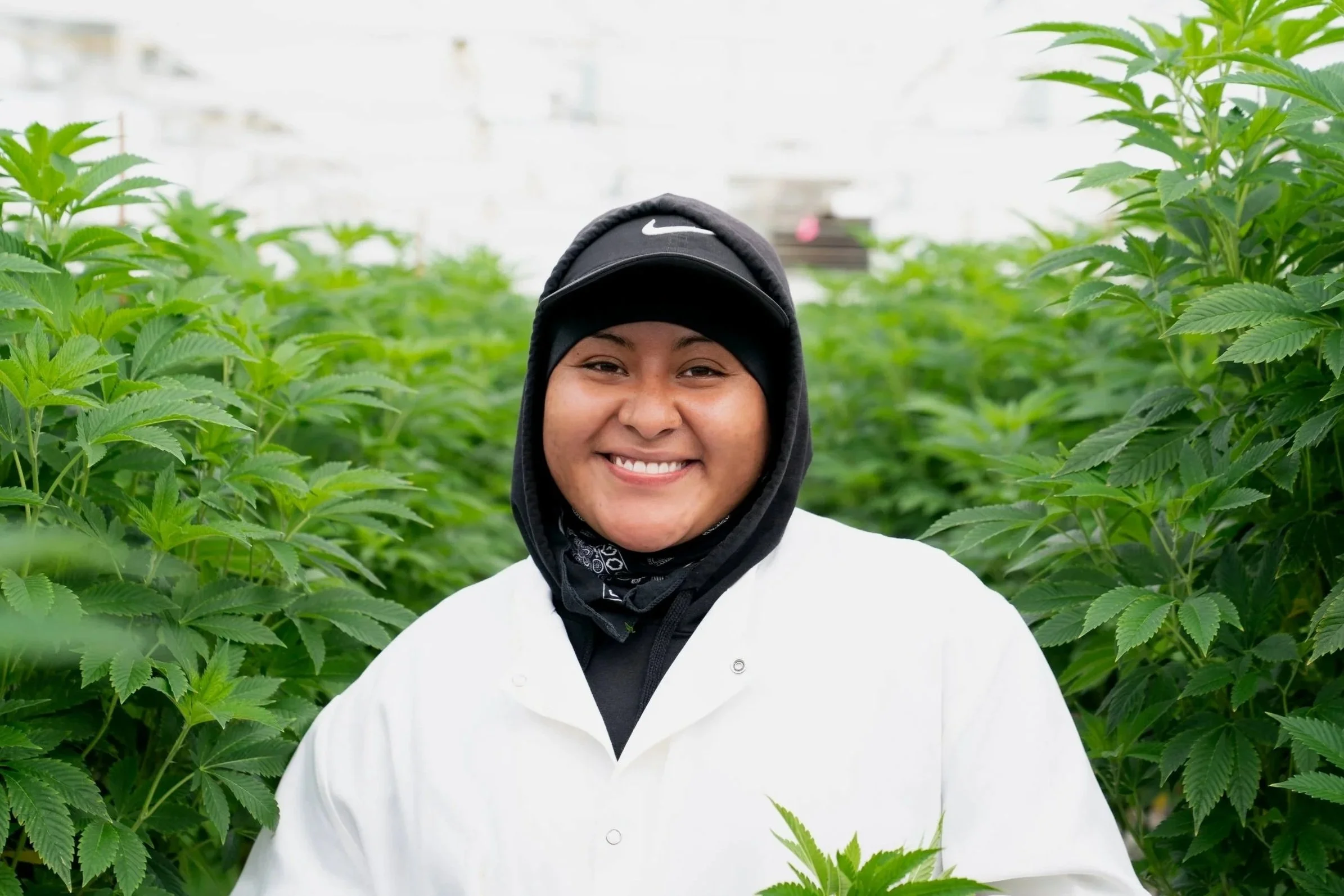 Cannabis farm team portrait, cultivation facility California