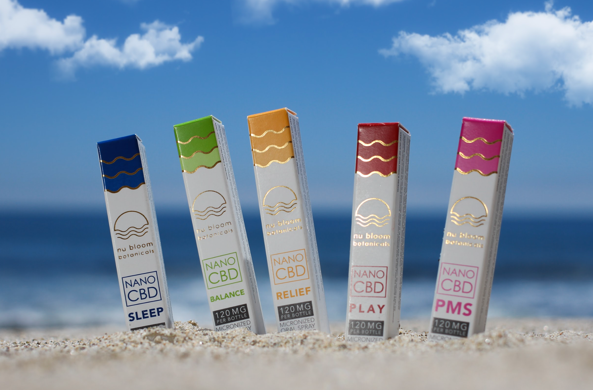 Nano CBD product photography beach, San Diego California