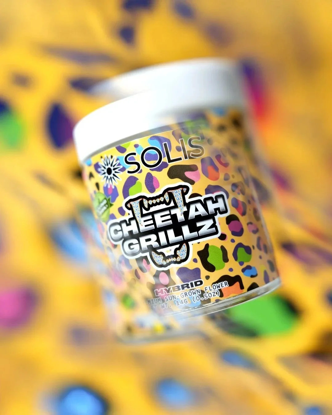 Cheetah Grillz hybrid cannabis jar product photography, Los Angeles California