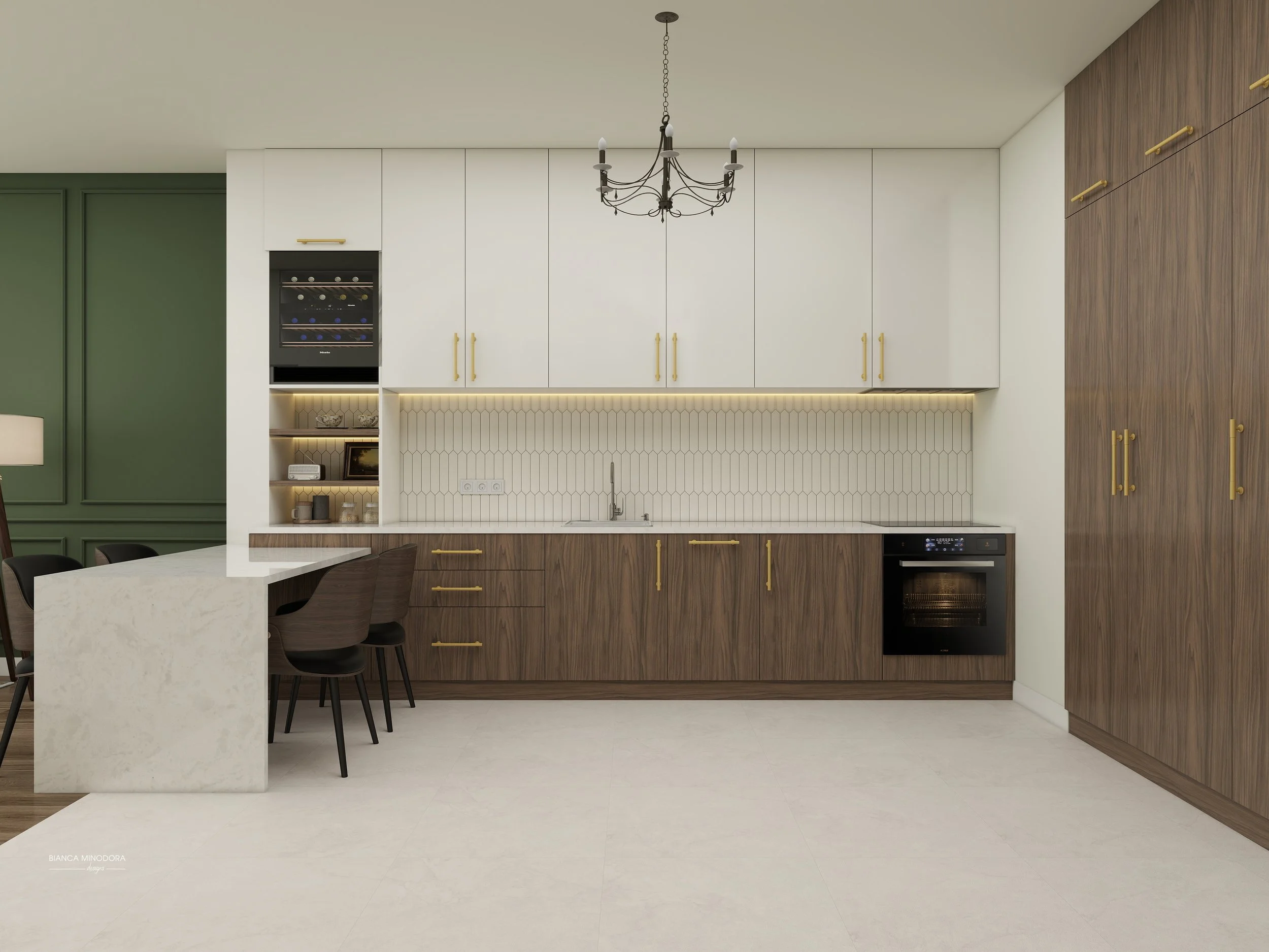 design interior openspace: living, dining, bucatarie, hol