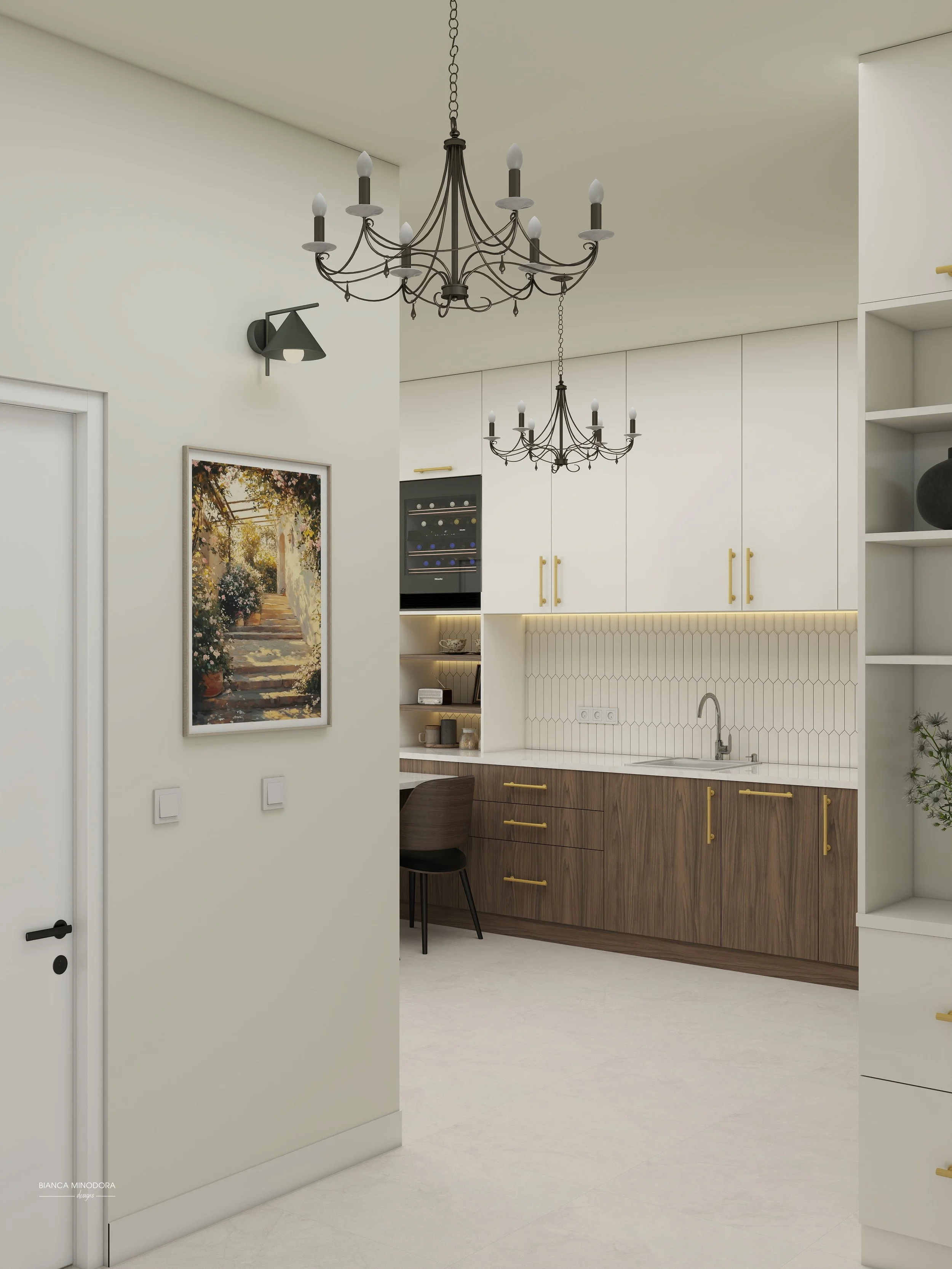 design interior openspace: living, dining, bucatarie, hol