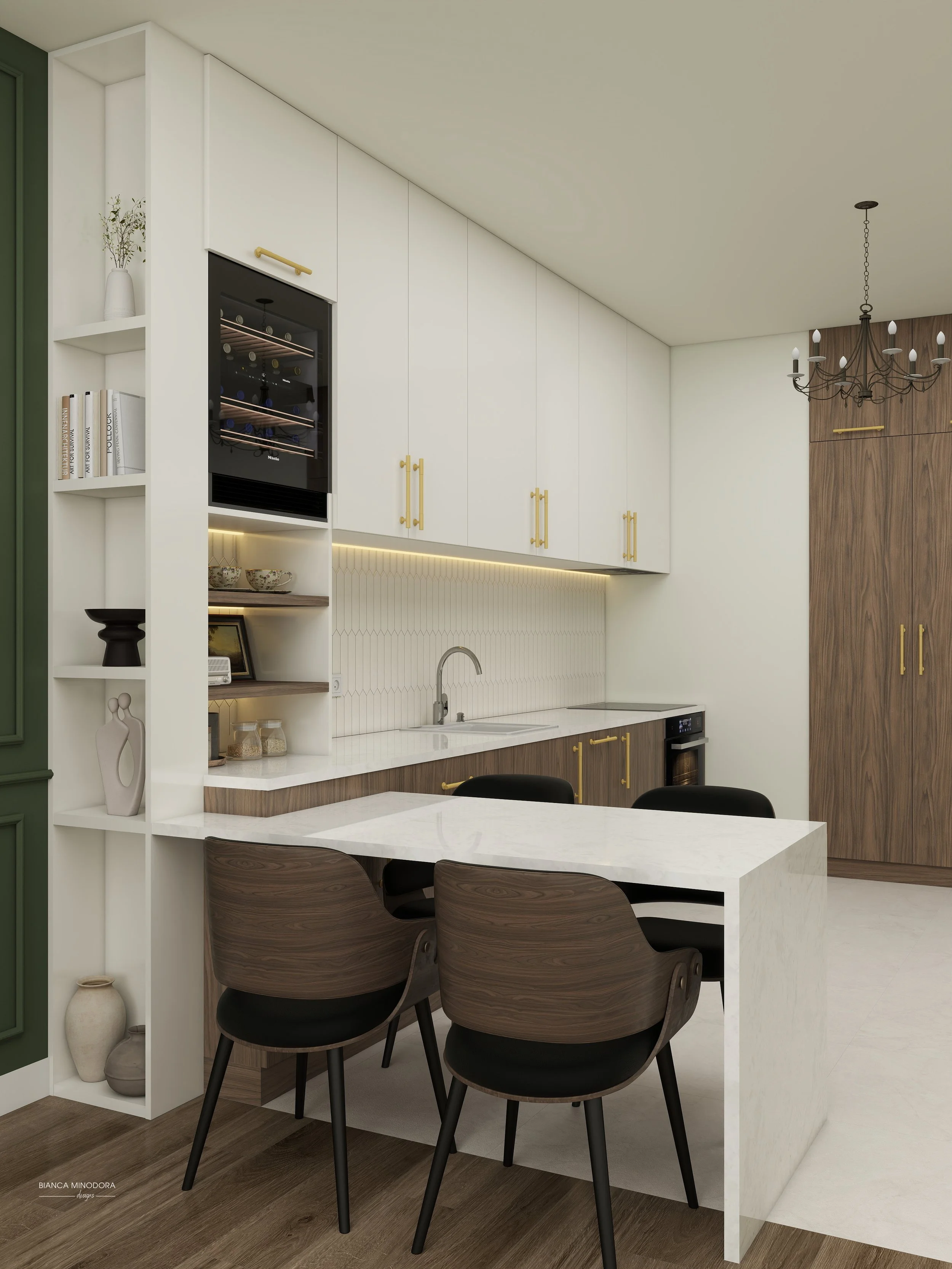 design interior openspace: living, dining, bucatarie, hol