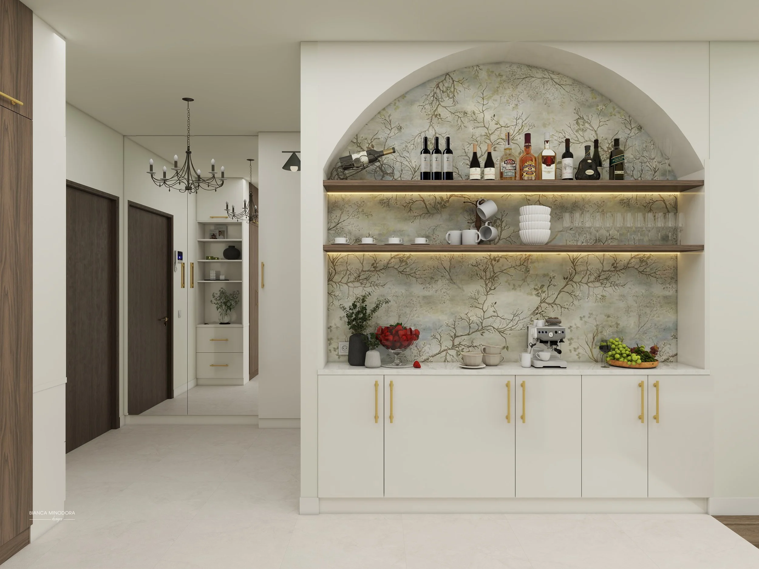 design interior openspace: living, dining, bucatarie, hol