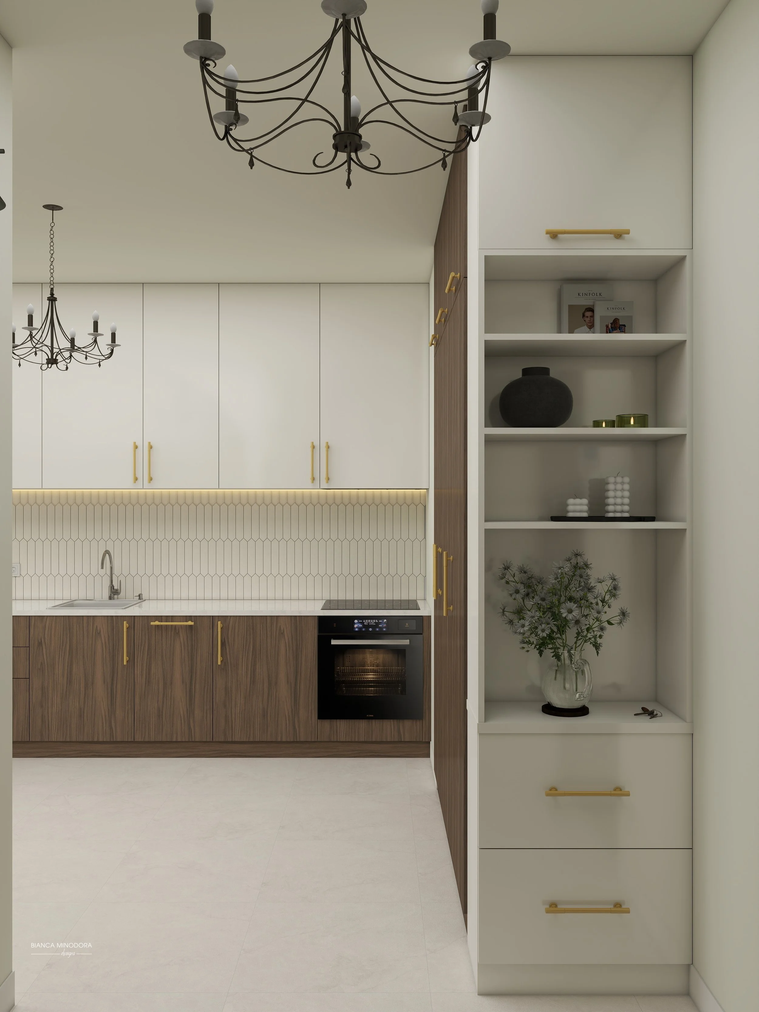 design interior openspace: living, dining, bucatarie, hol