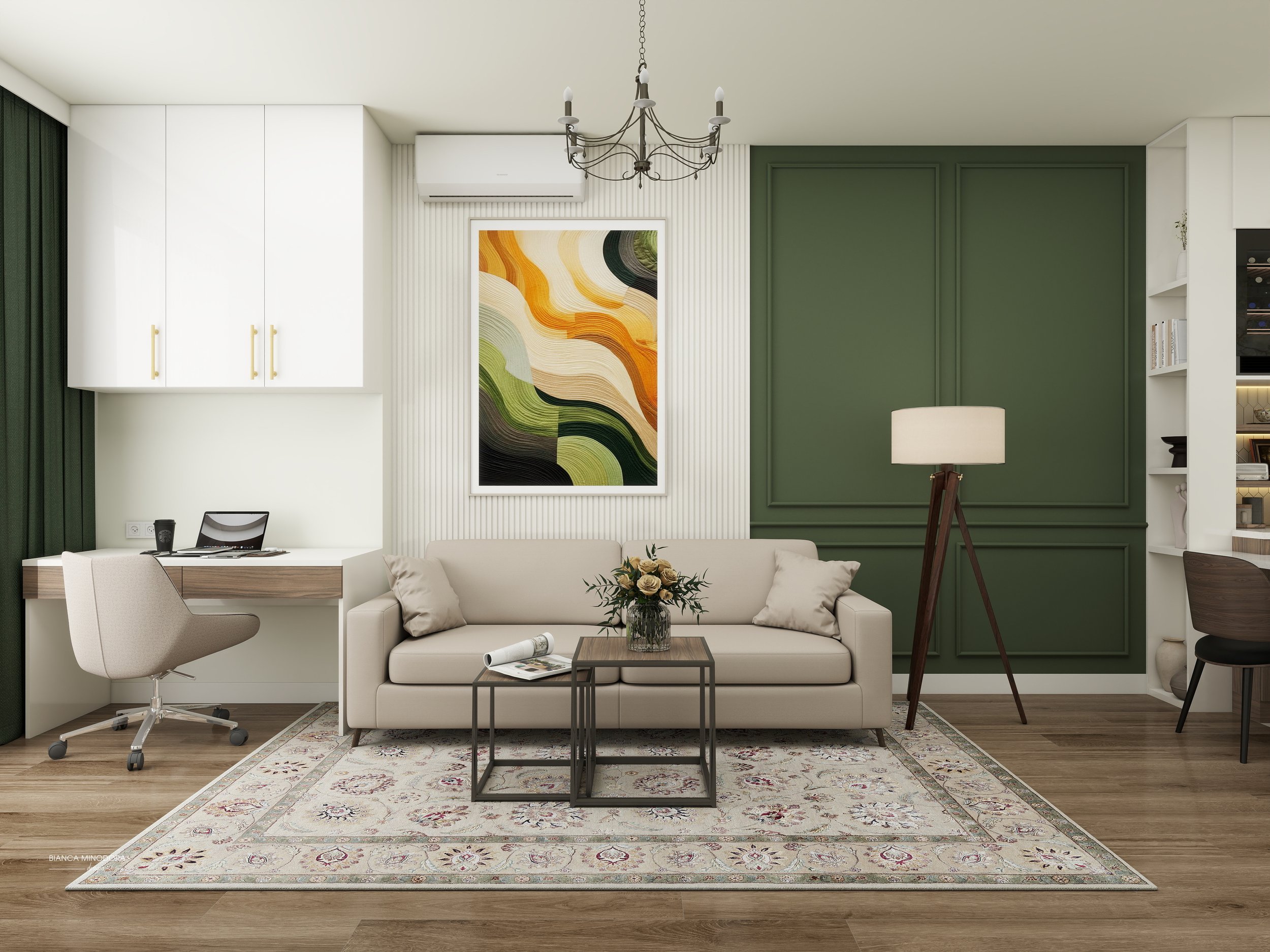 design interior openspace: living, dining, bucatarie, hol