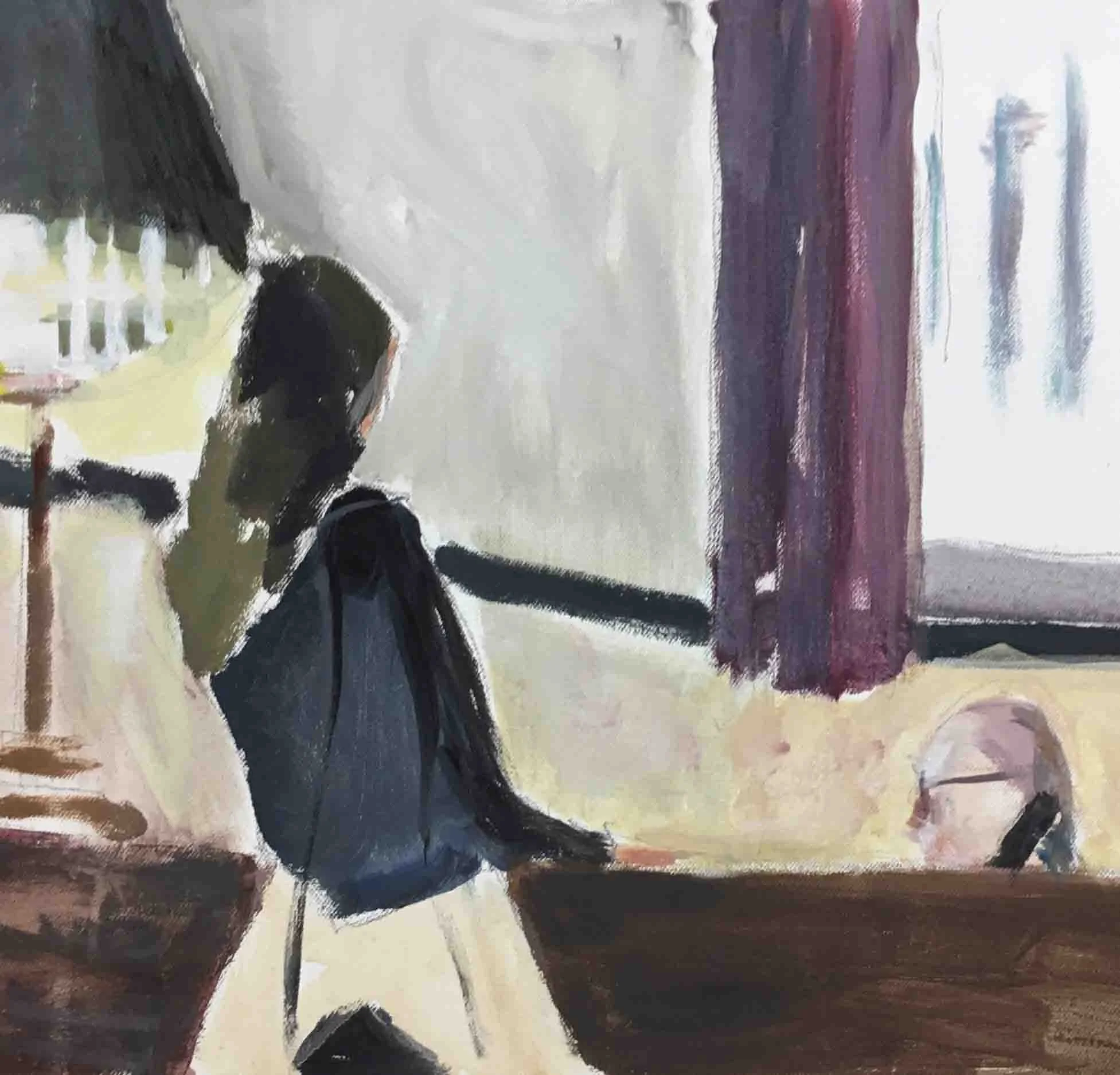 Lady in Waiting, Acrylics on canvas, 42 x 42 cm.