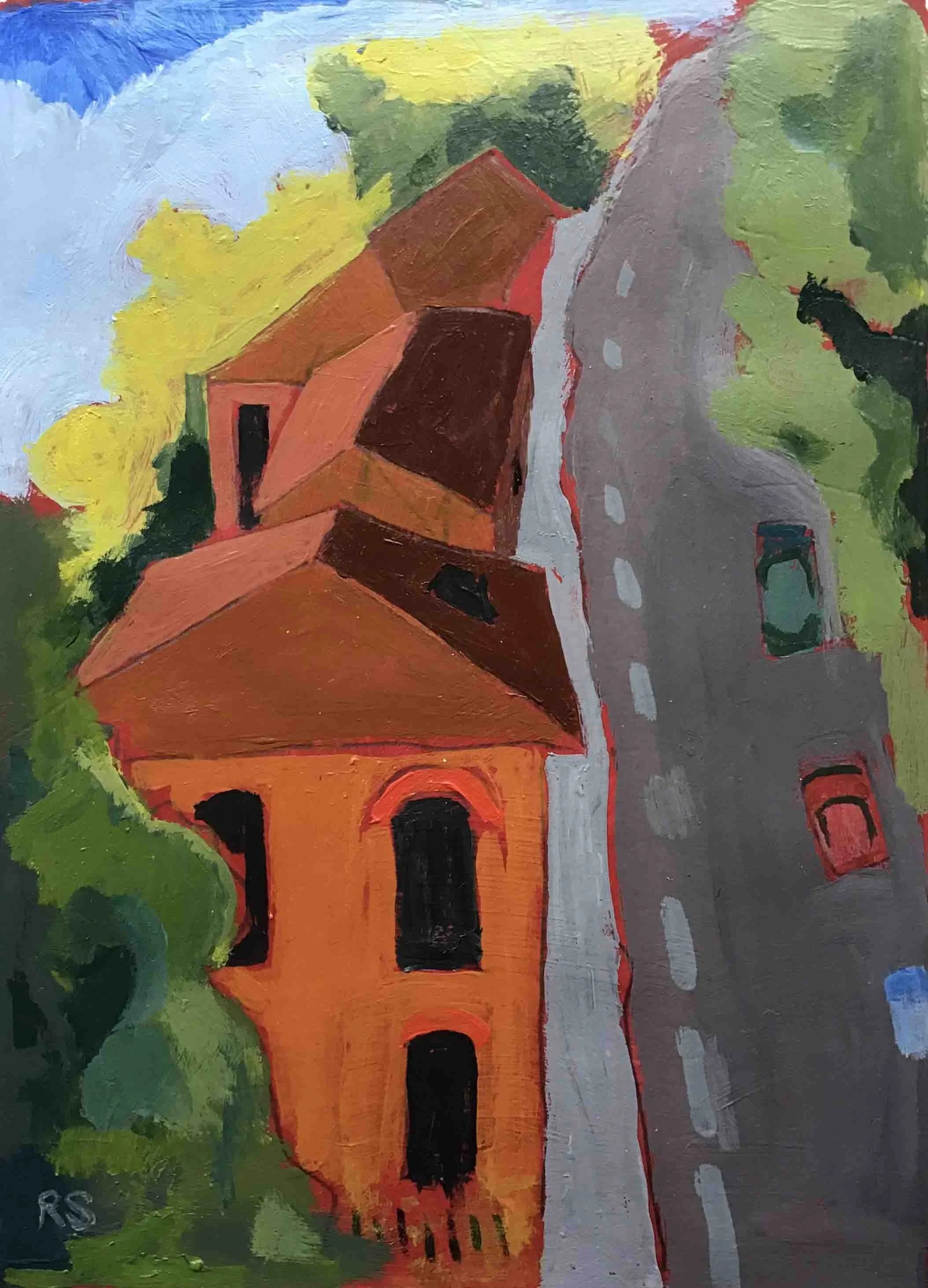 Siena View. Acrylics on paper, 20.5 x 15 cm. SOLD