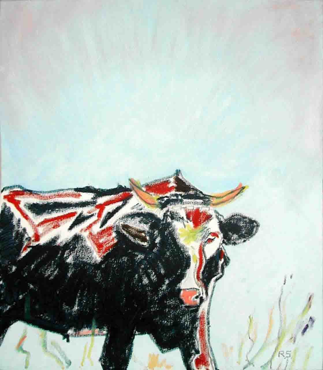 Bull. Acrylics and oil stick on canvas, 50 x 40 cm. SOLD