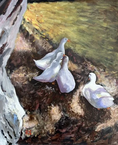 Alinda Ducks. Acrylic. 30cm x 30cm. 