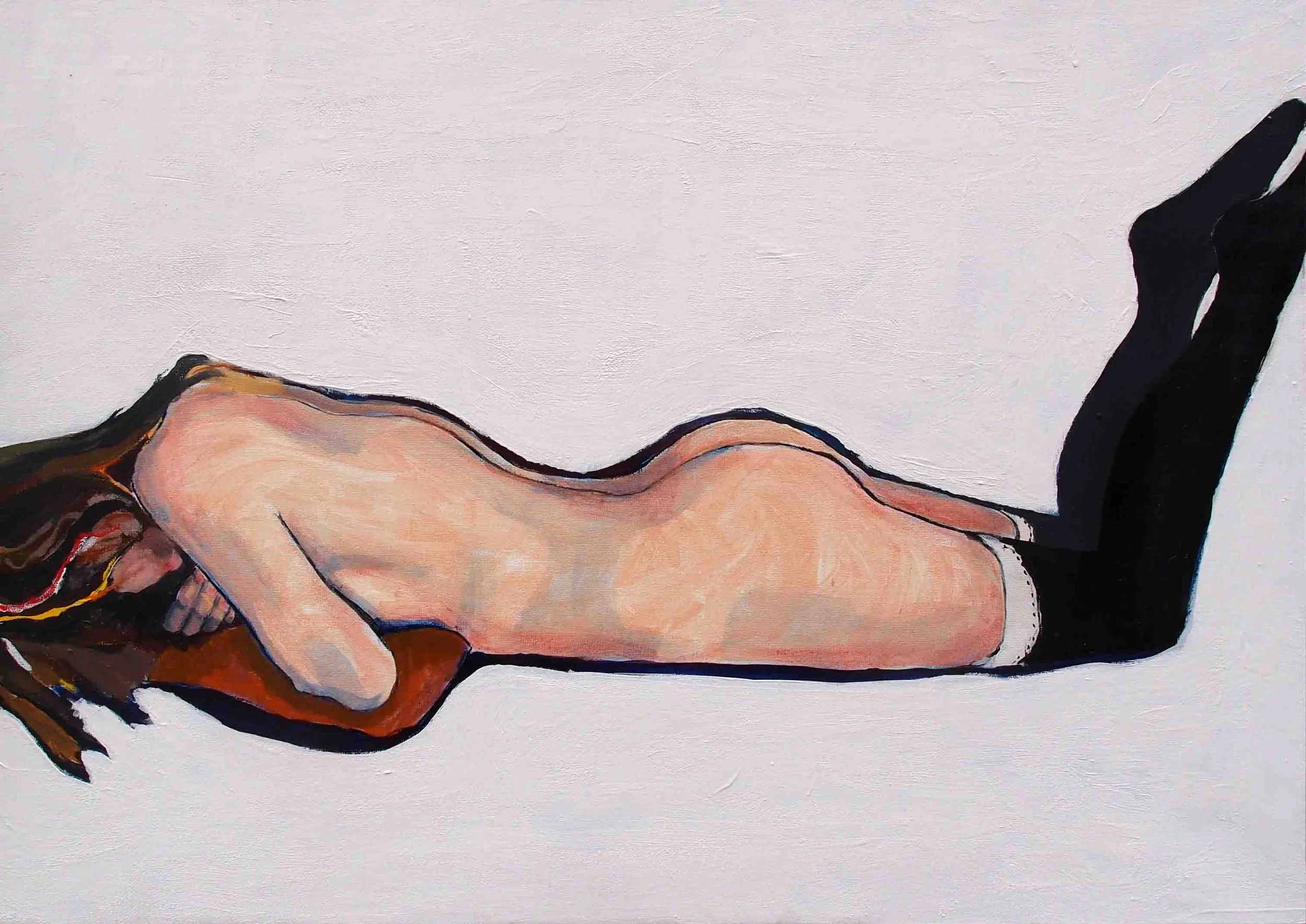 The Black Stockings. Acrylics on canvas, 60 x 80 cm.