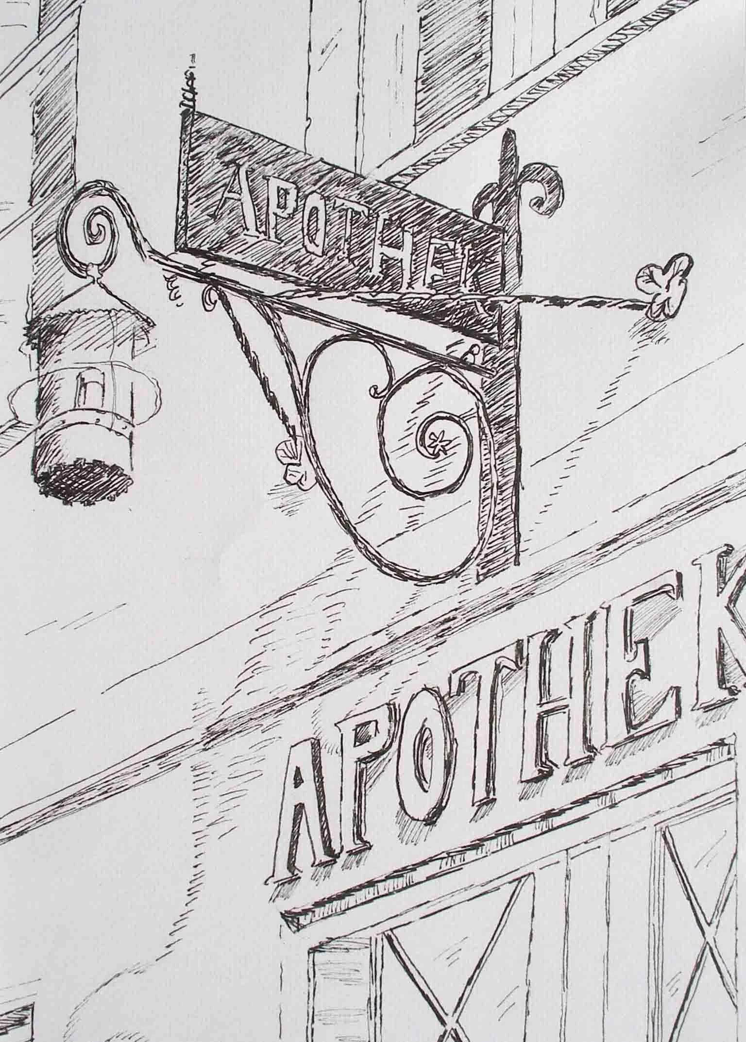 Apothek. Ink on paper.