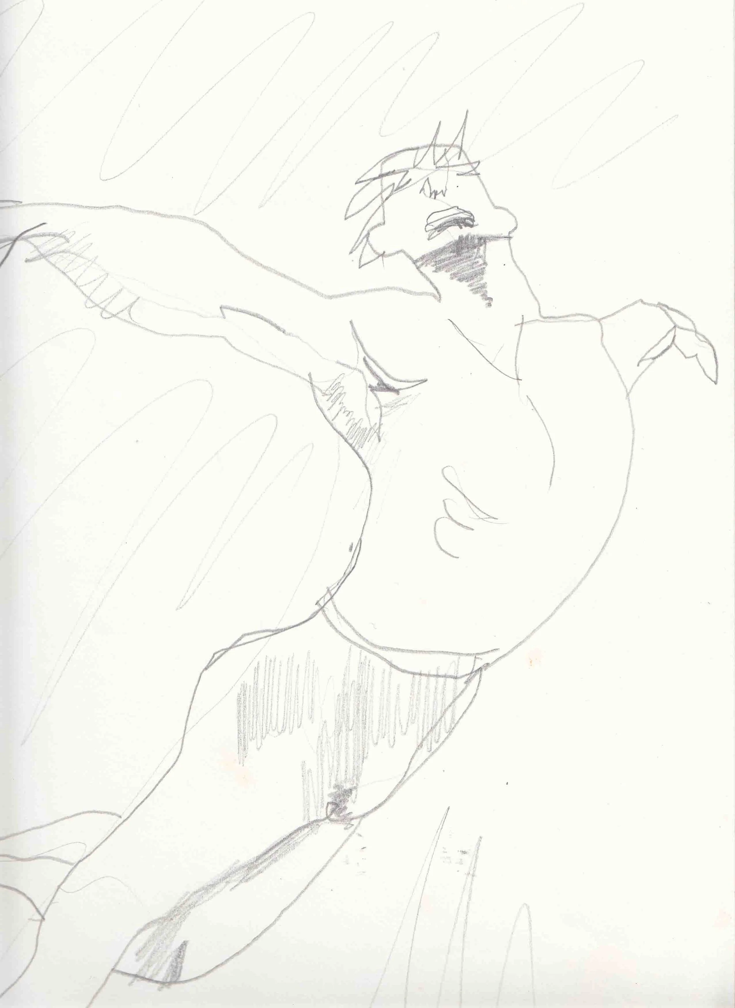 Man dancing. Graphite on paper.