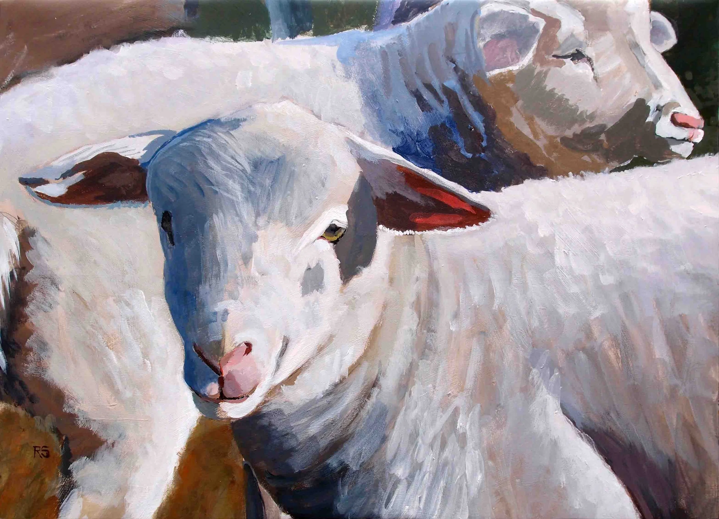 Mother and Lamb. Acrylics on canvas, 30 x 40 cm. SOLD