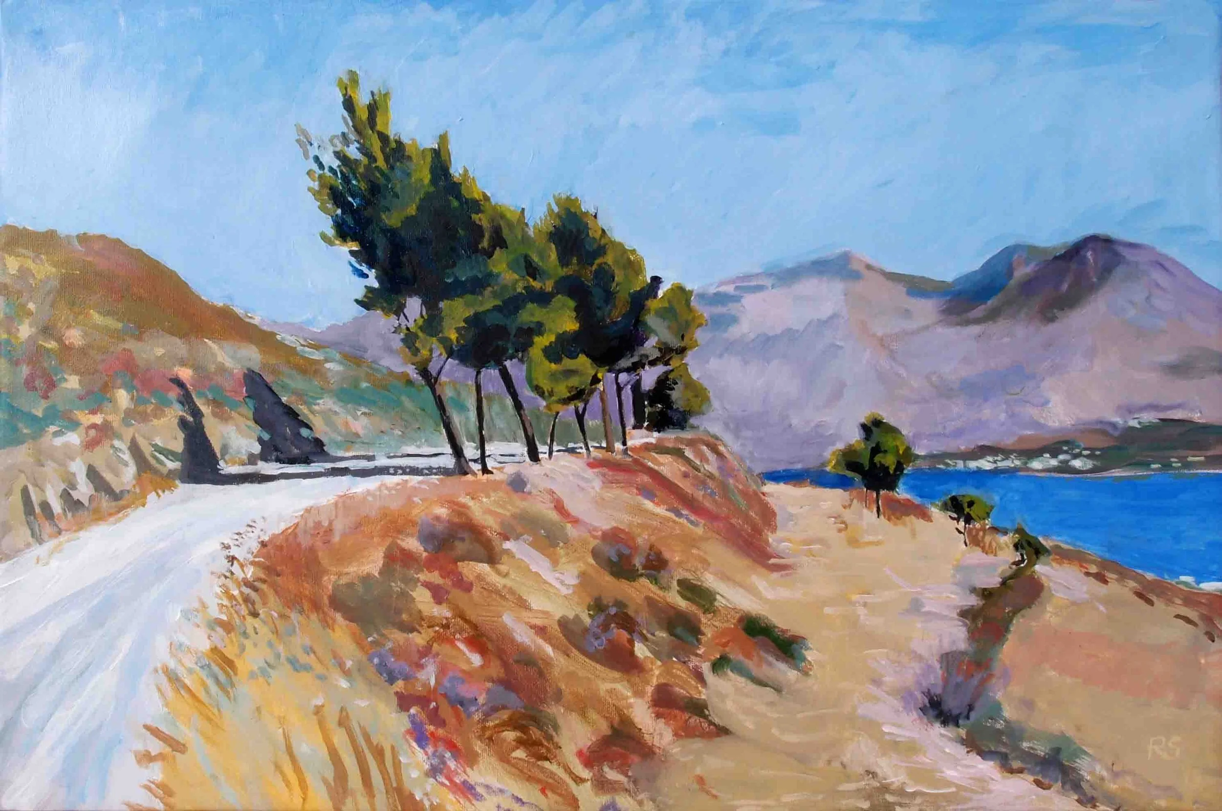 Windswept Trees. Acrylics on canvas, 40 x 60 cm. SOLD