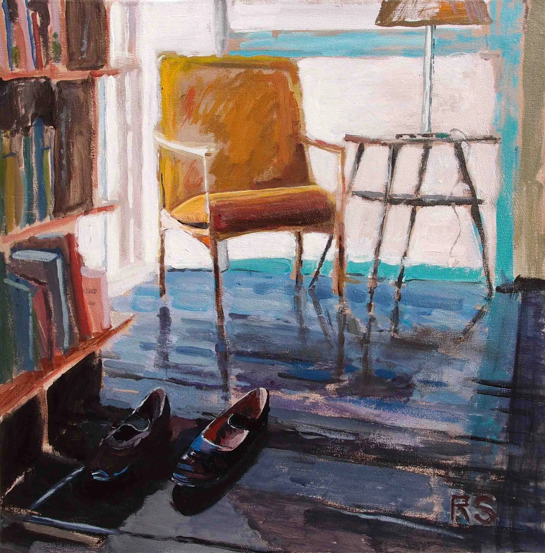 Lisa's Old Shoes. Acrylics on canvas, 80 x 80 cm. SOLD