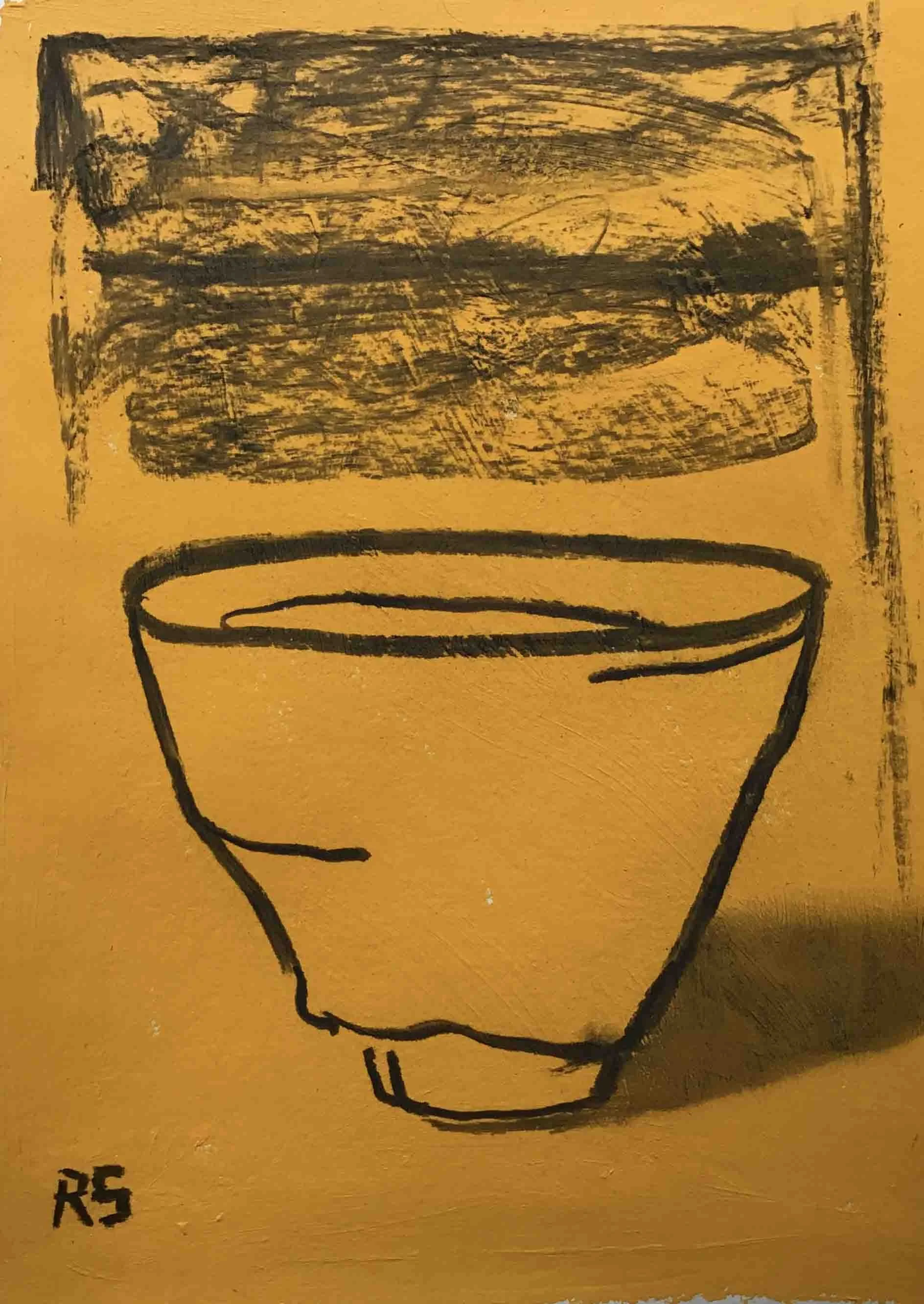 Made in China. Charcoal and acrylics on paper, 20.5 x 15 cm.