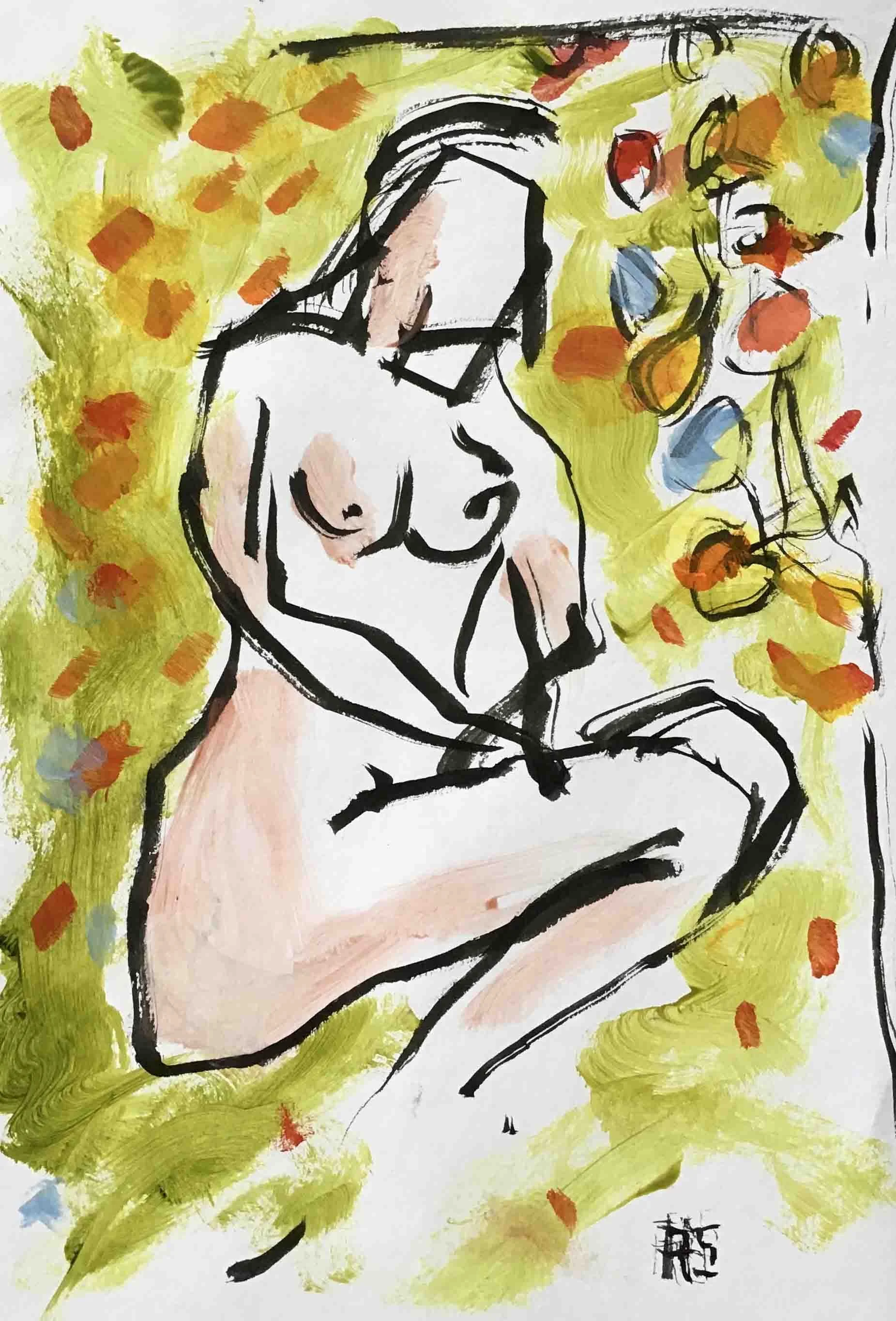 Garden of Eden. Acrylic and Indian Ink on paper. 29 x 20 cm.