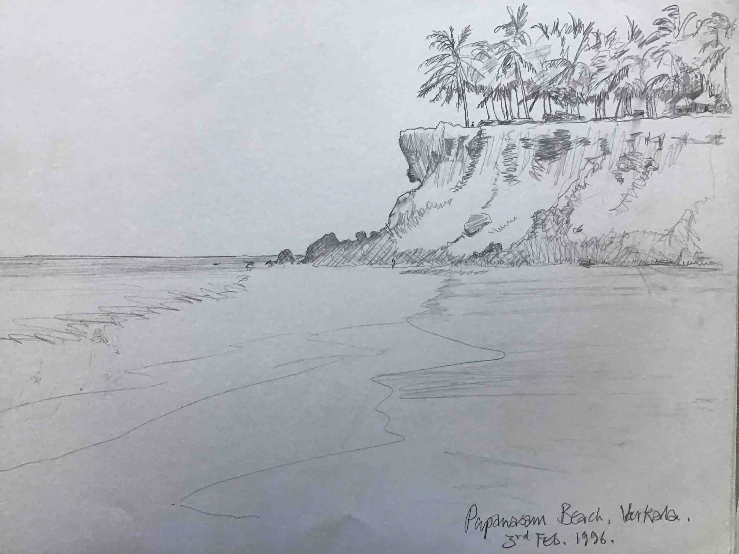 Papanasam Beach. Graphite on paper.