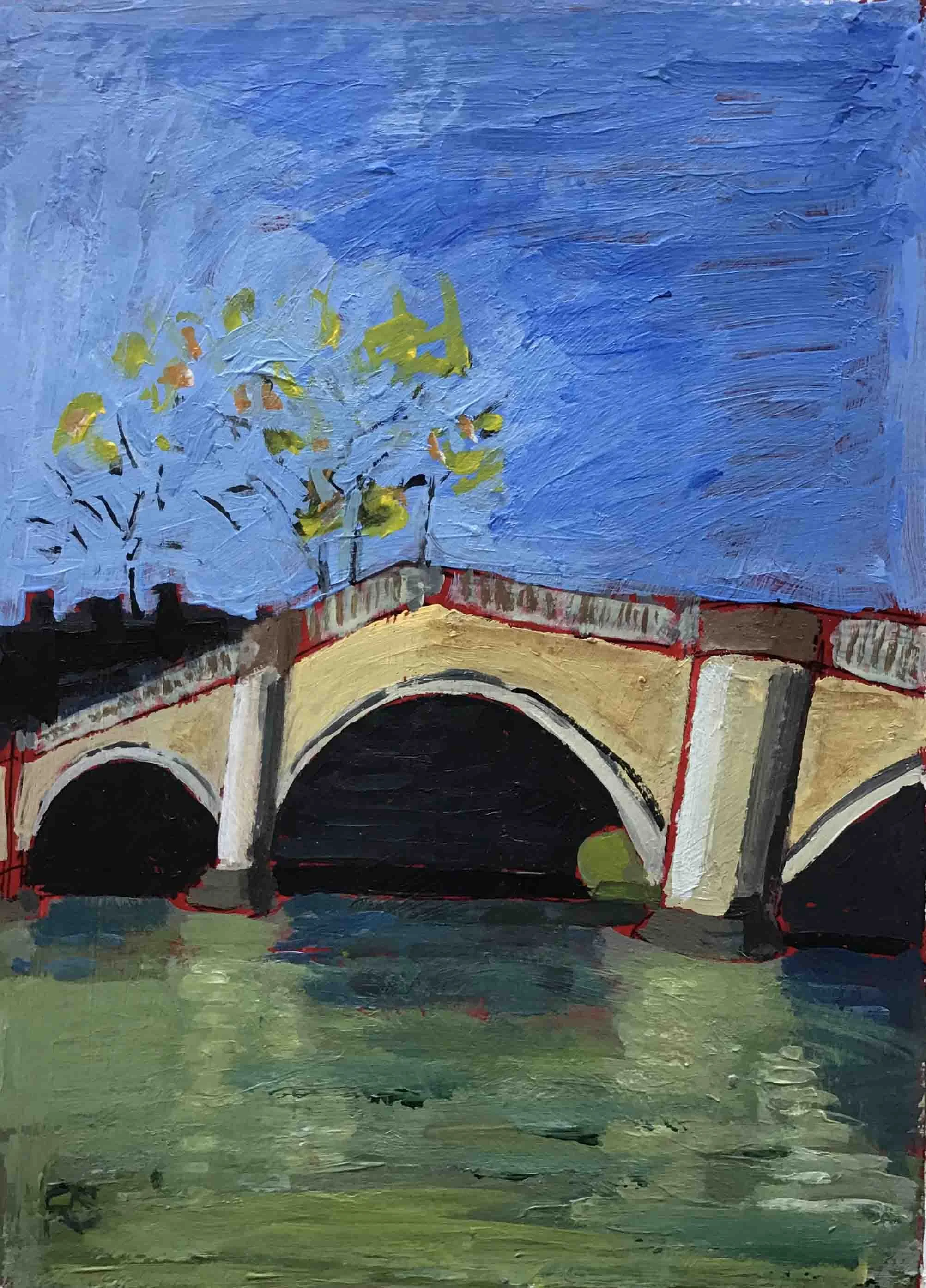 Richmond Bridge. Acrylics on paper, 20.5 x 15 cm.