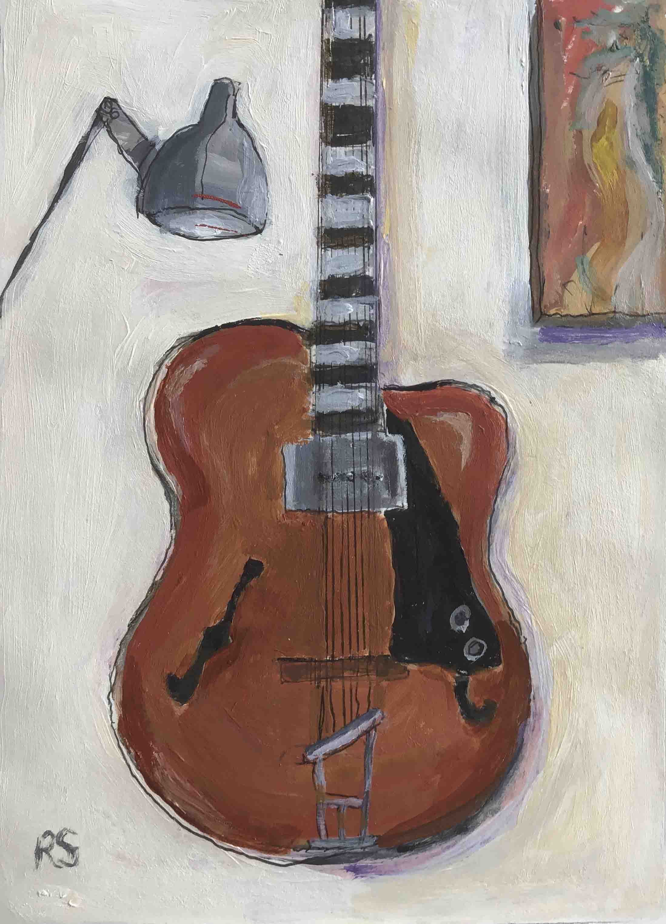 The Old Jazz'er. Acrylics on paper, 15 x 20.5 cm.