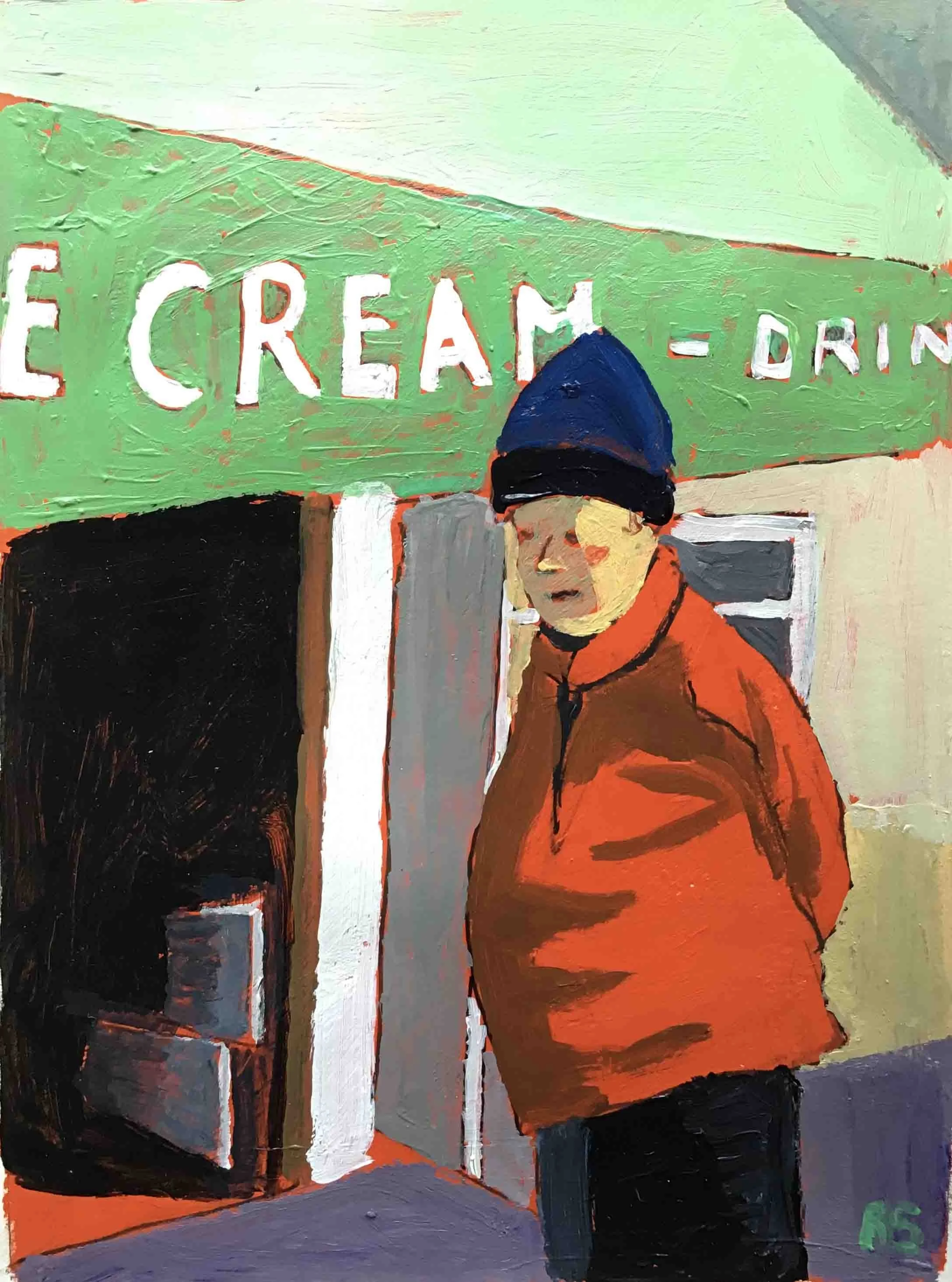 Georgos on his Walks. Acrylics on paper, 20.5 x 15 cm. SOLD