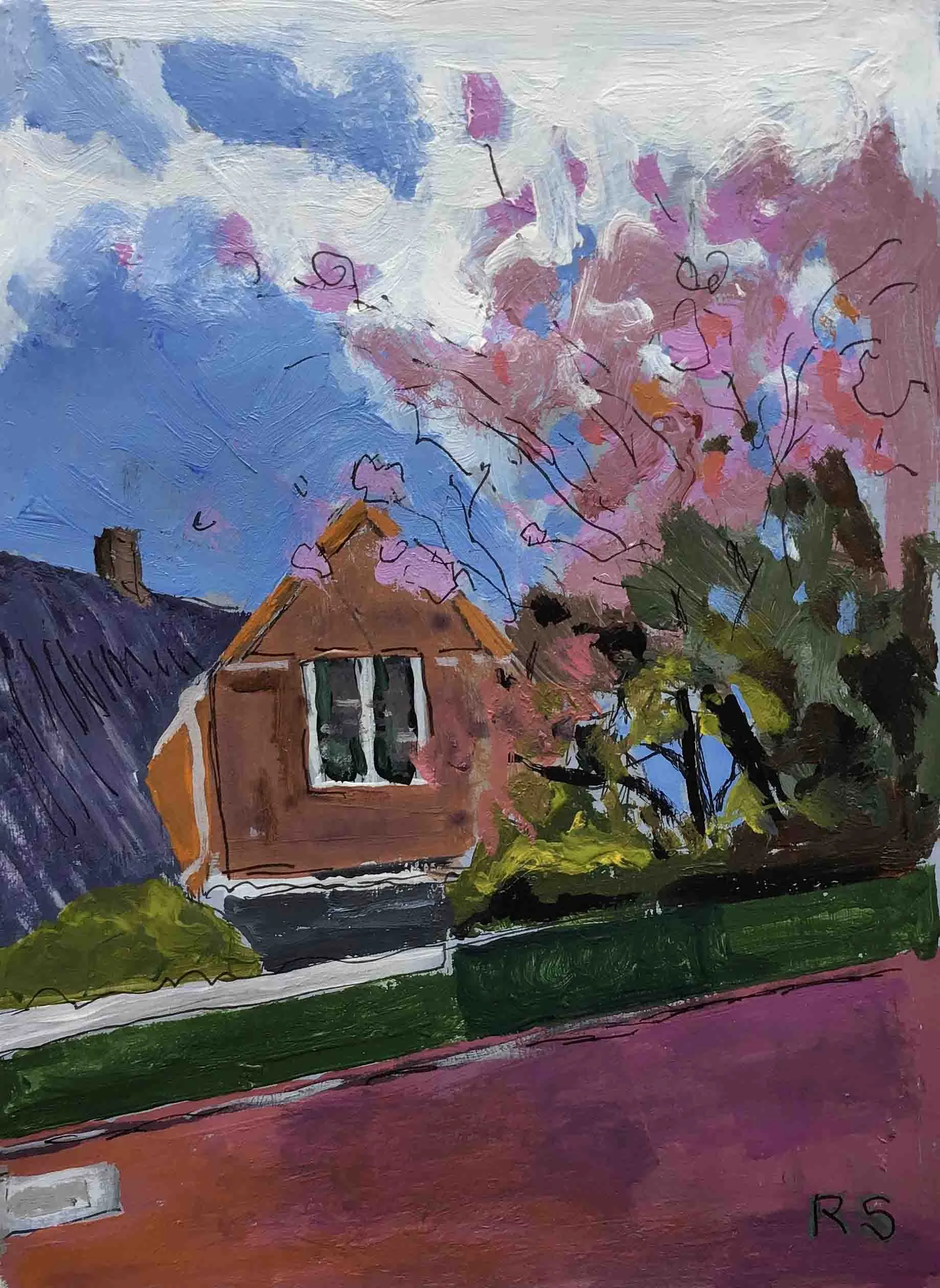 The House on the Corner. Ink and acrylics on paper, 20.5 x 15 cm.