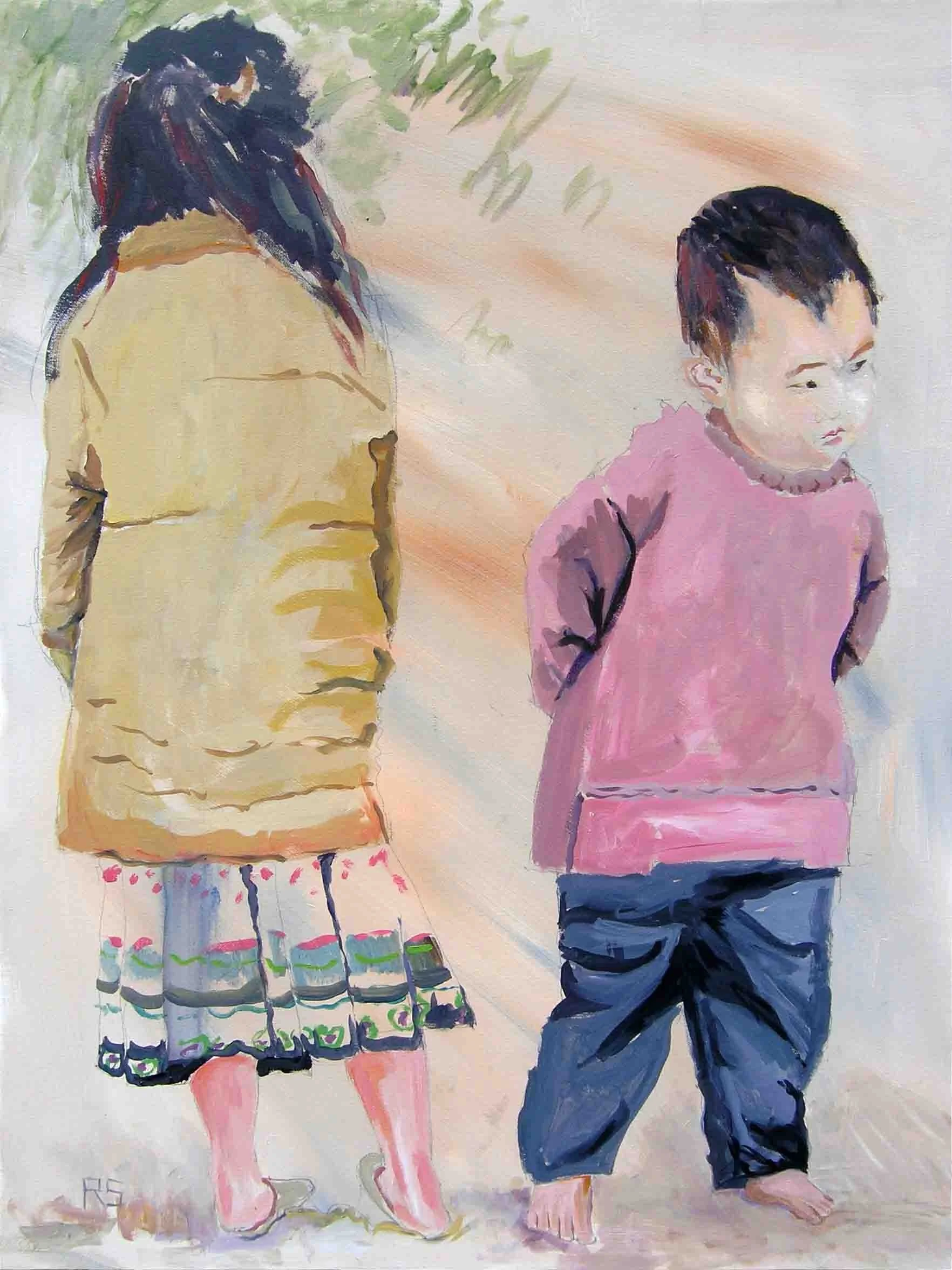 Vietnamese Children. Acruylics on canvas, 80 x 60 cm. SOLD