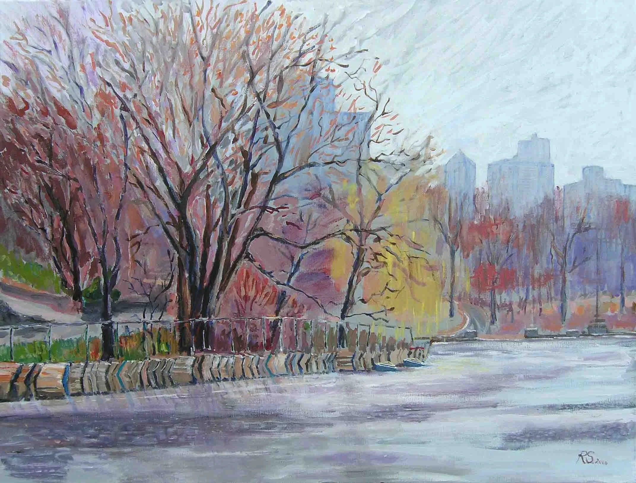 Rainy Day in Central Park. Acrylics on canvas, 60 x 80 cm. SOLD