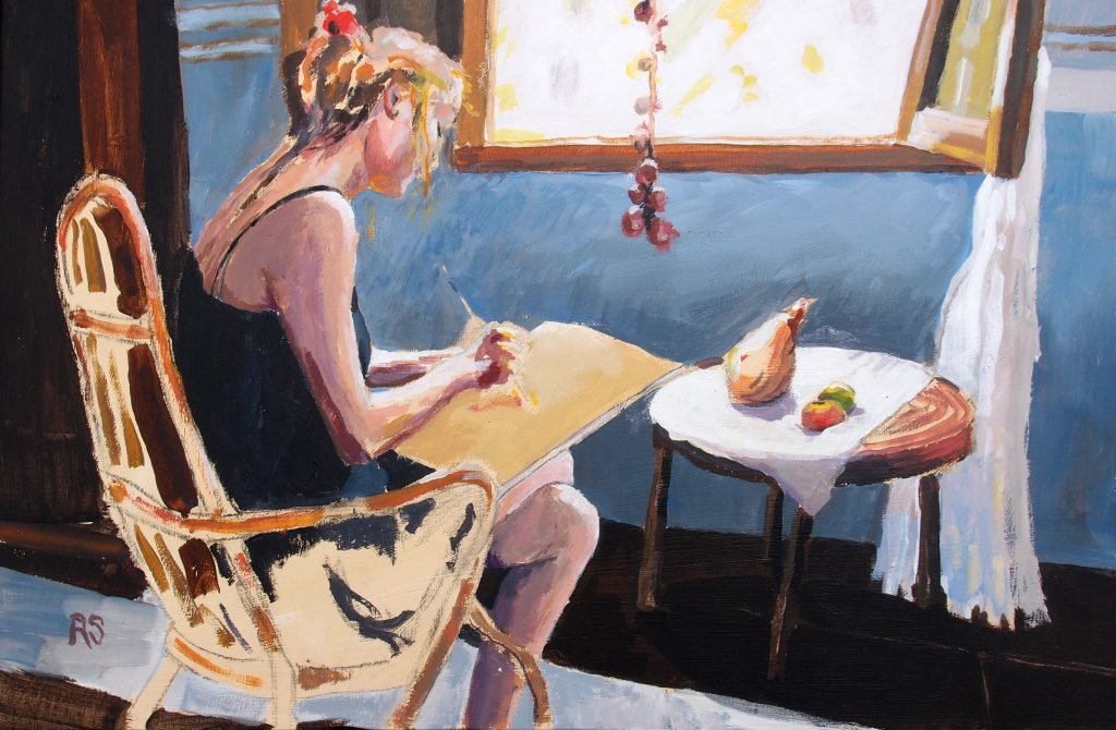 Liza Painting in Cuba. Acrylics on canvas, 60 x 80 cm. SOLD