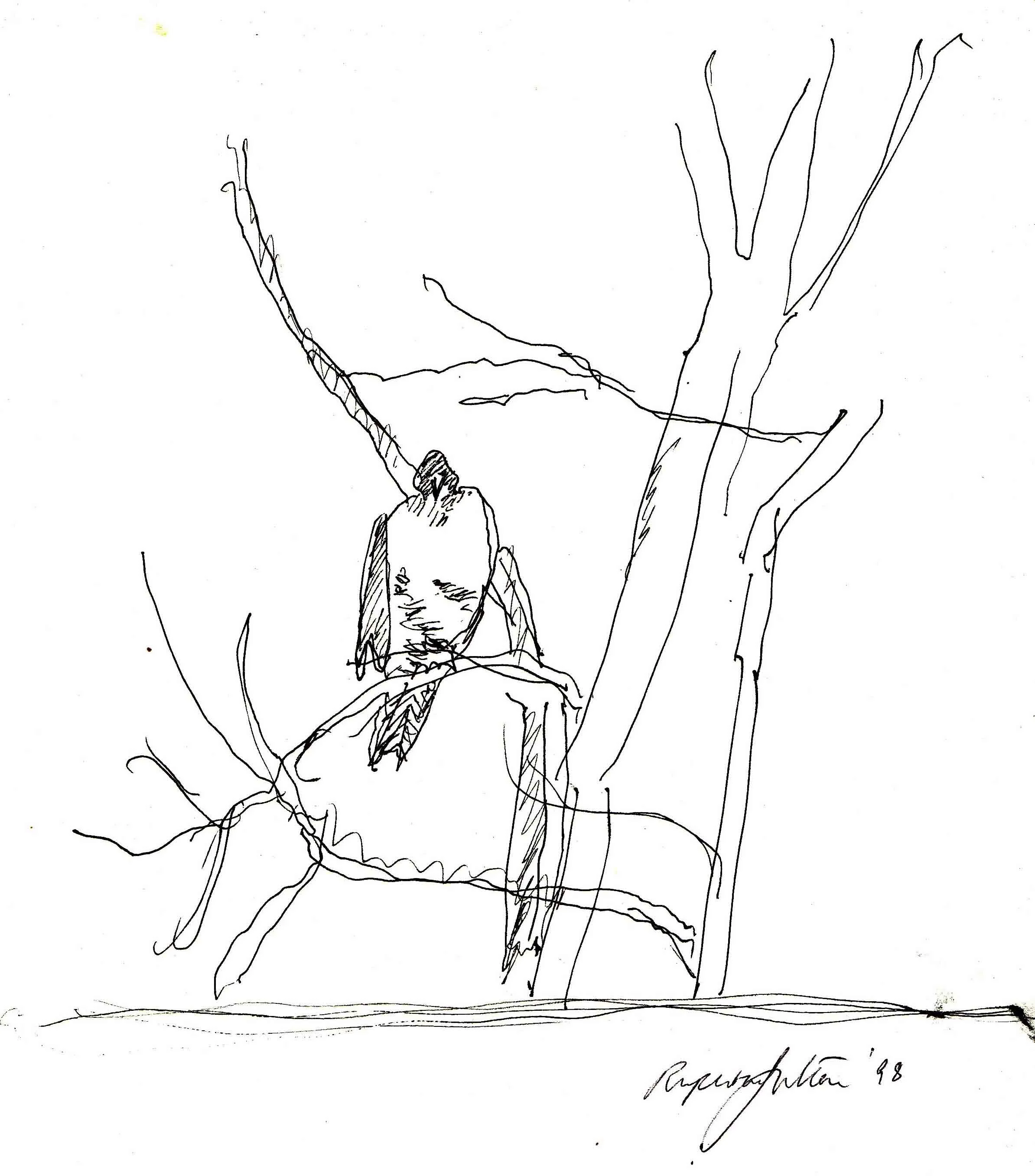 Pigeon Study. Ink on paper.