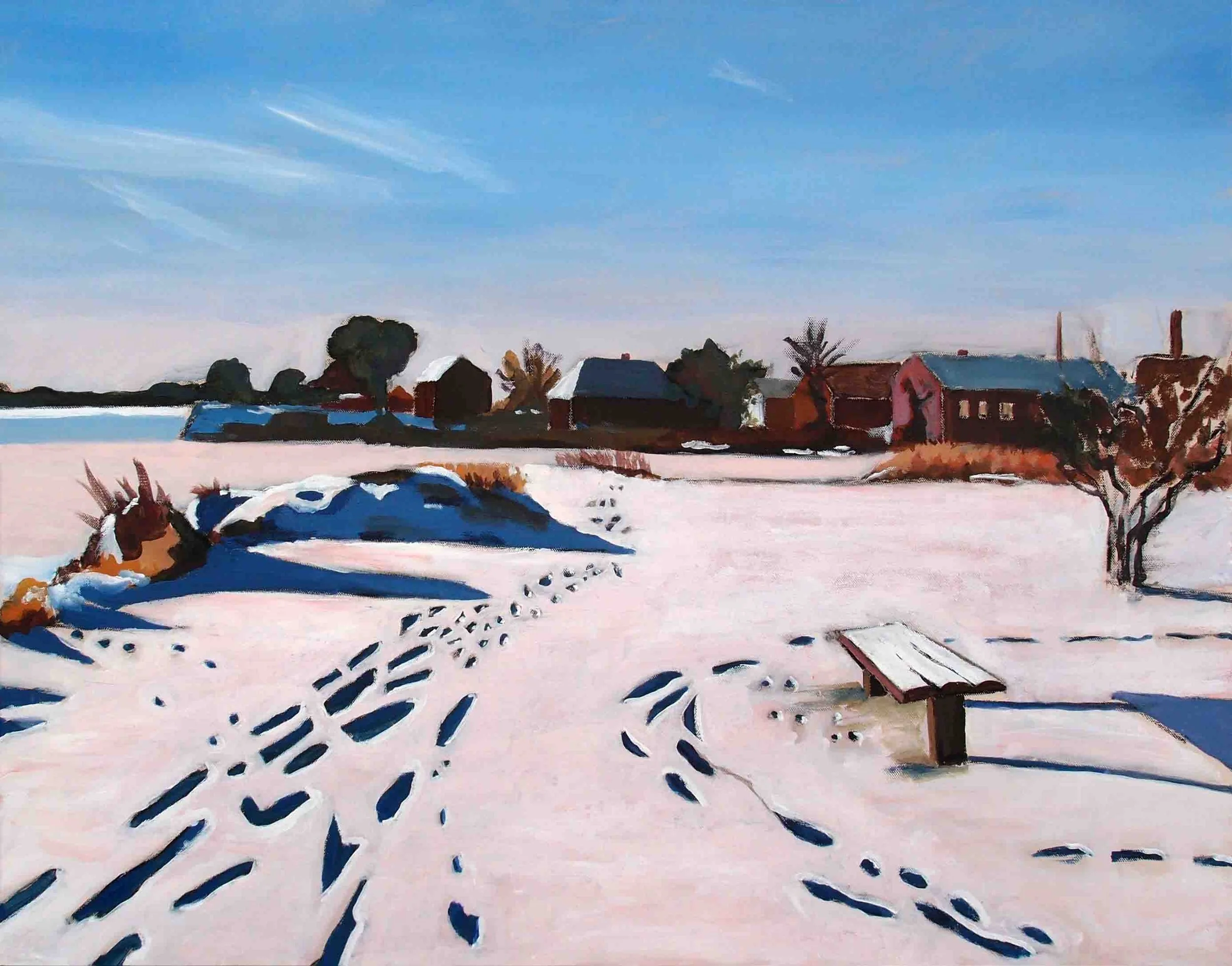 Snow at Stege Nor. Acrylics on canvas, 70 x 90 cm.